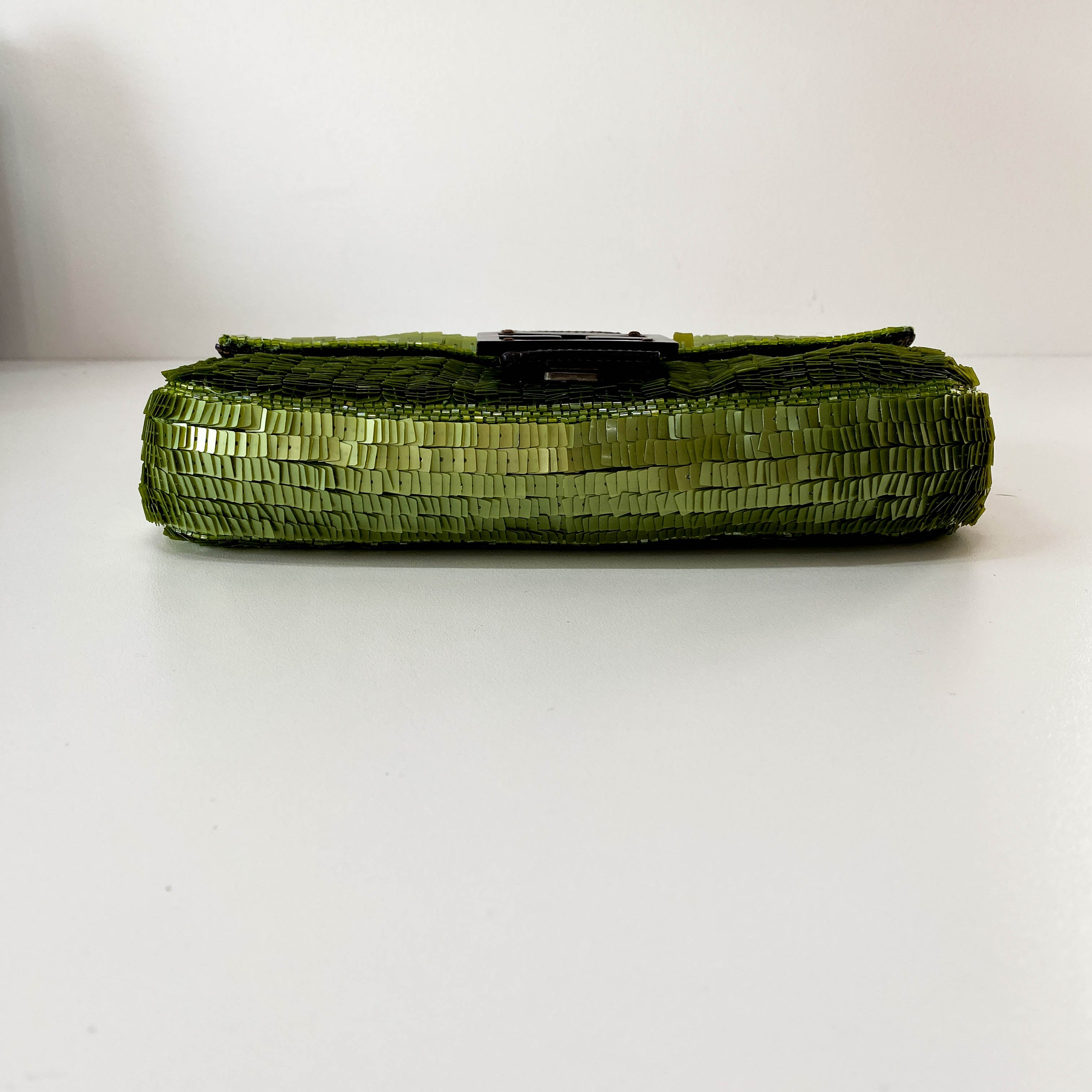 Baguette Green Sequin Shoulder Bag