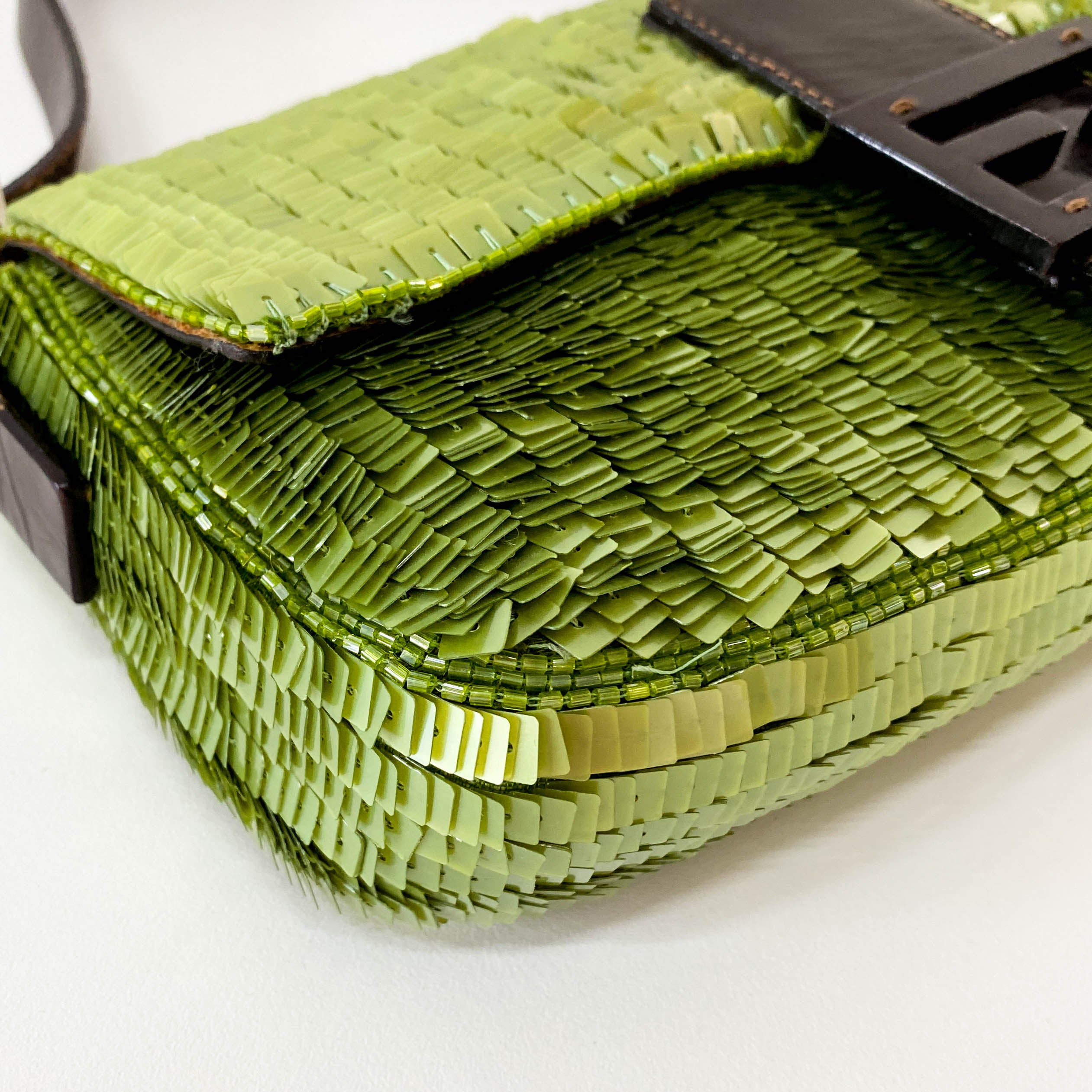Baguette Green Sequin Shoulder Bag