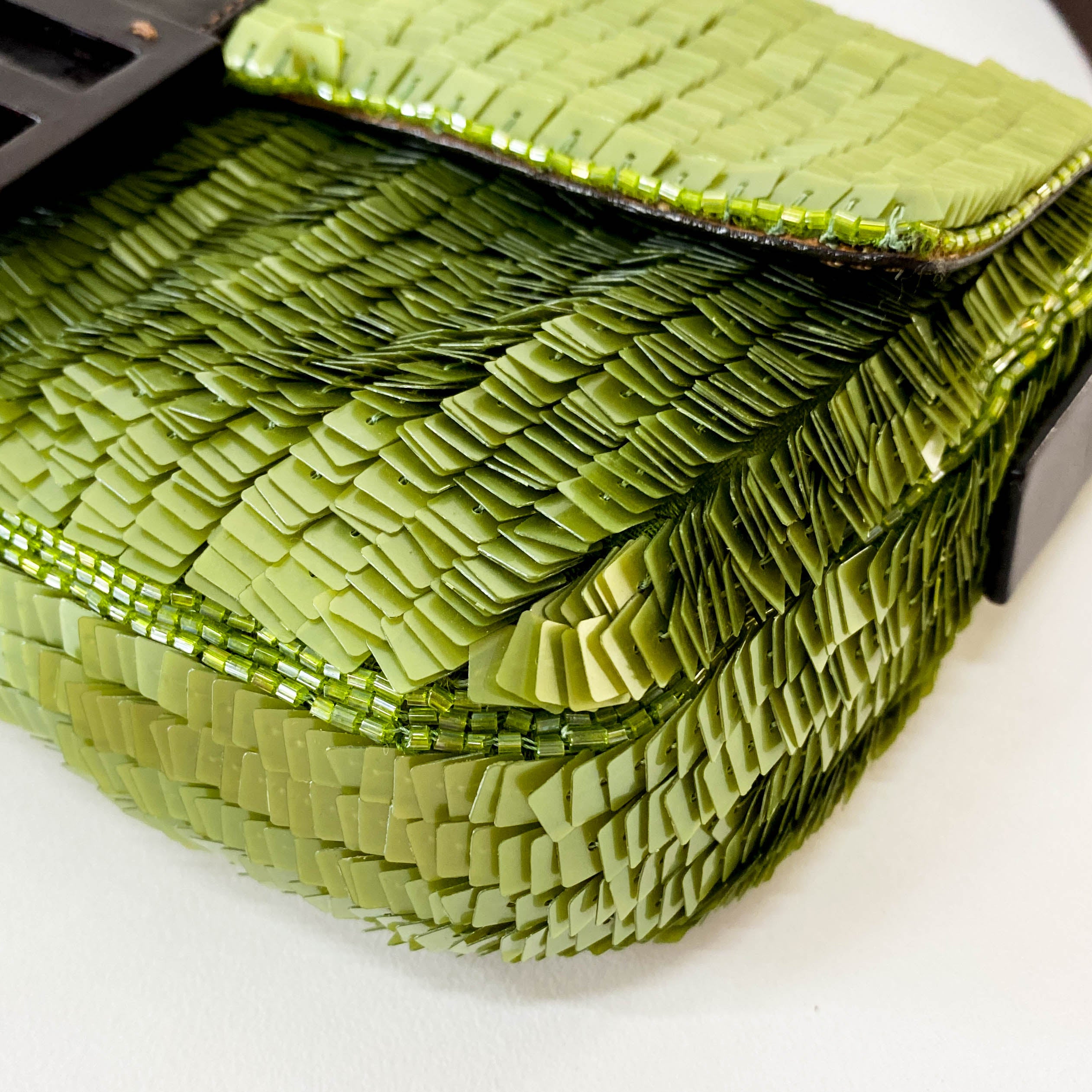 Baguette Green Sequin Shoulder Bag