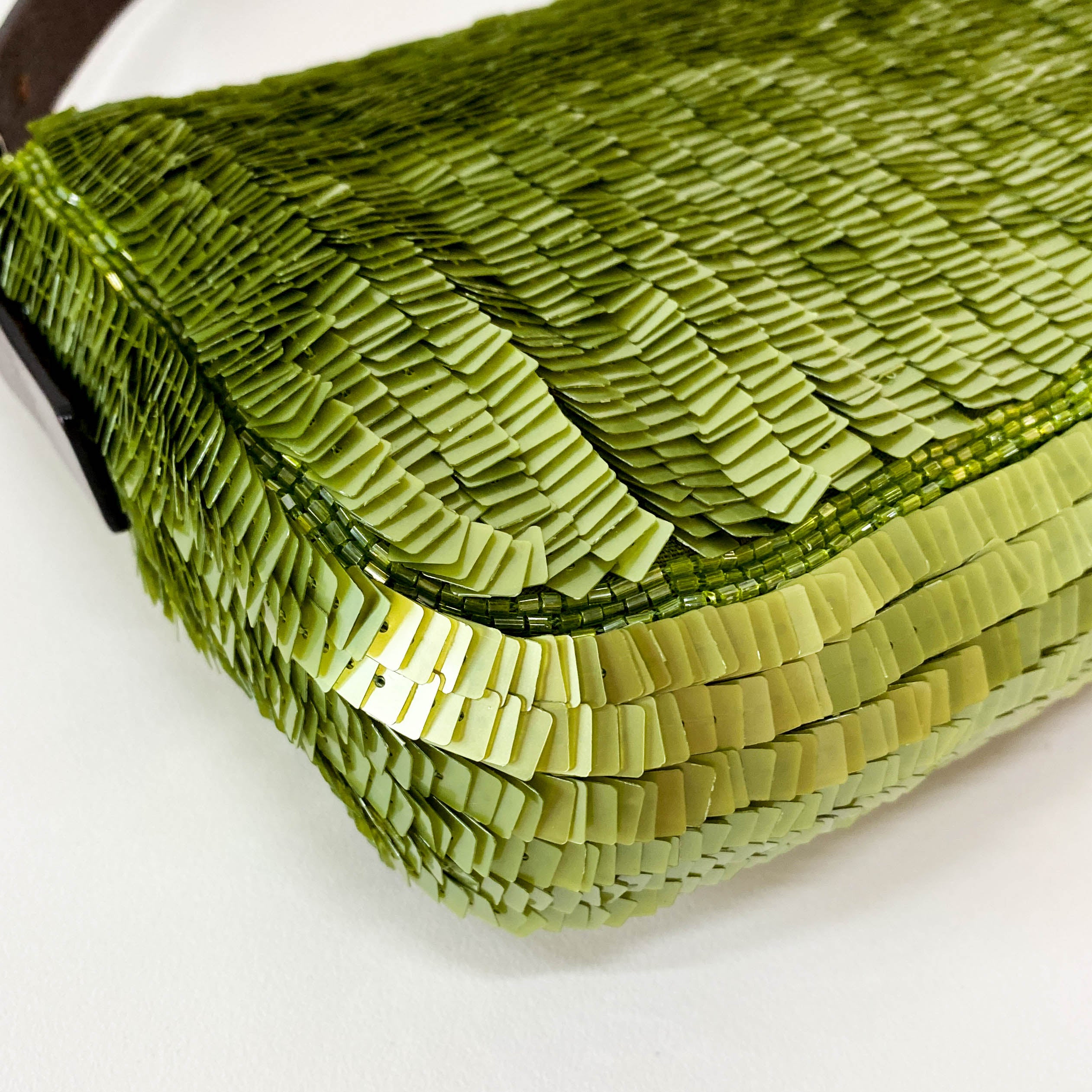 Baguette Green Sequin Shoulder Bag