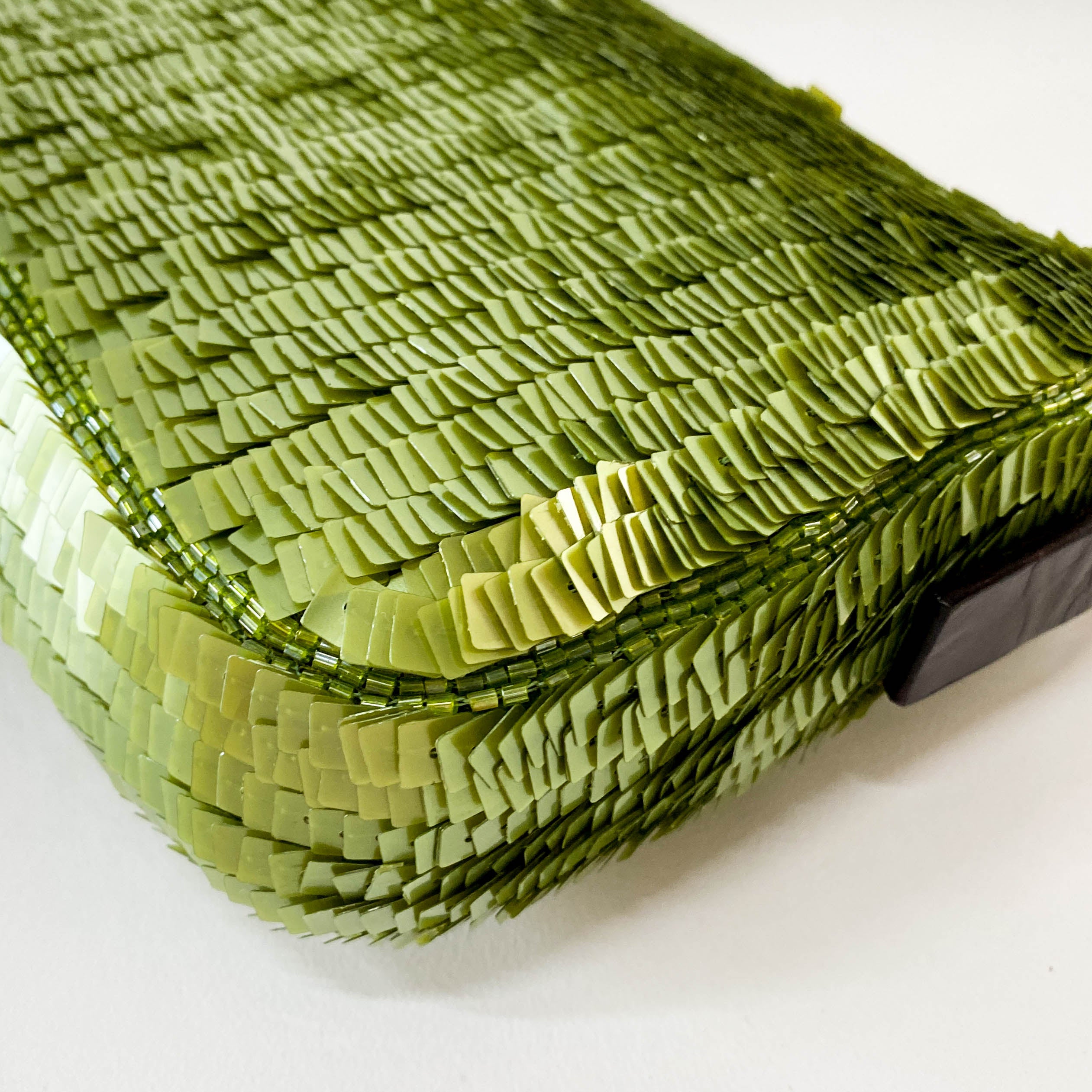 Baguette Green Sequin Shoulder Bag