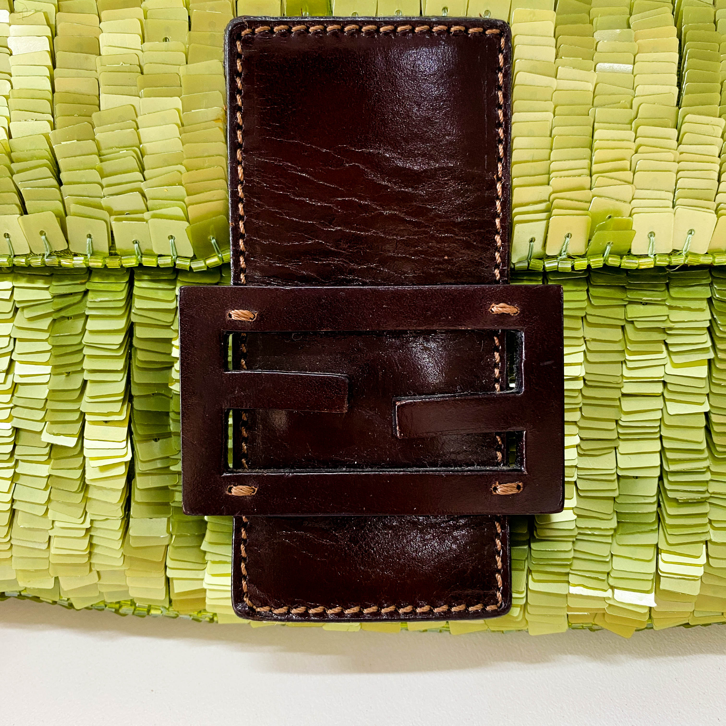 Baguette Green Sequin Shoulder Bag