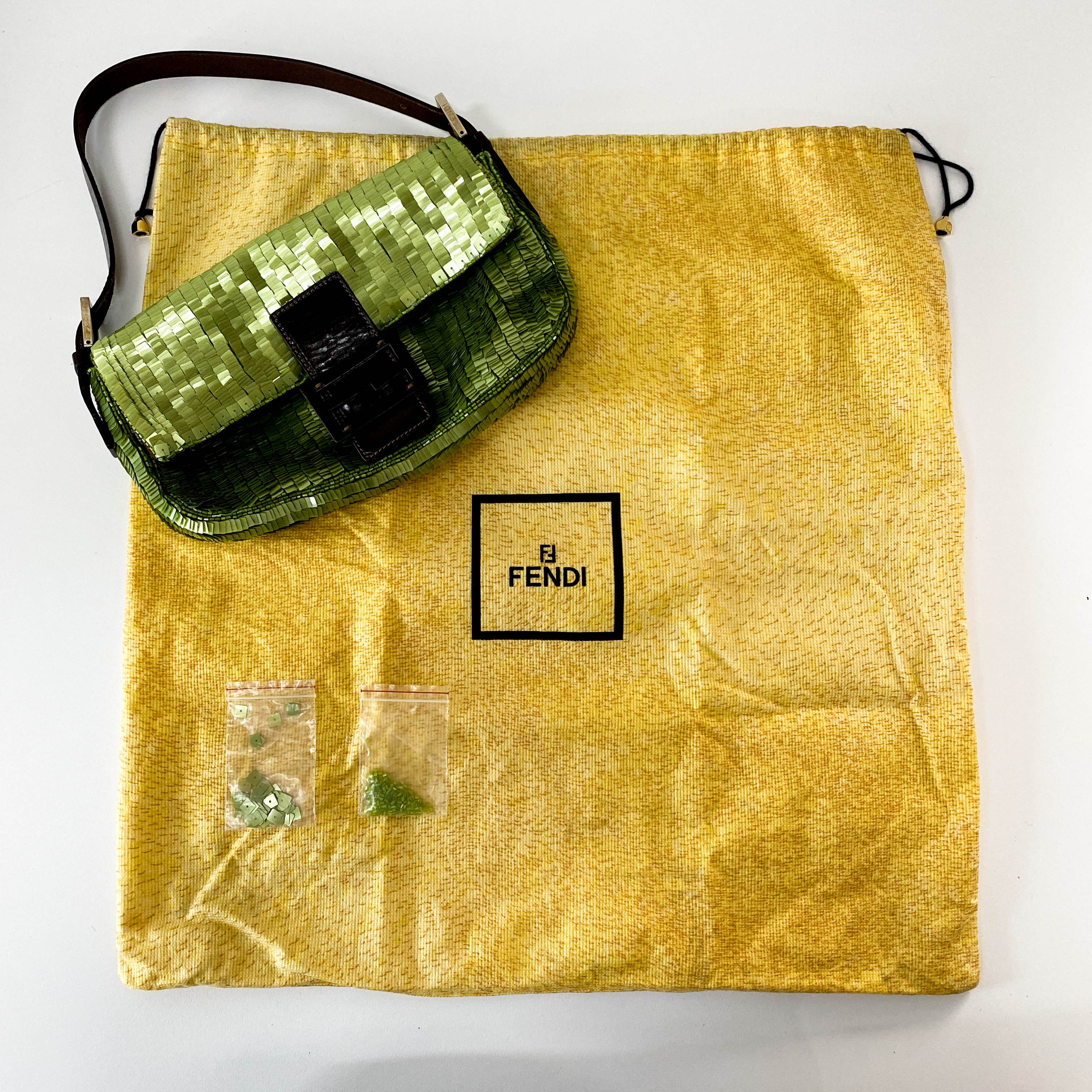 Baguette Green Sequin Shoulder Bag