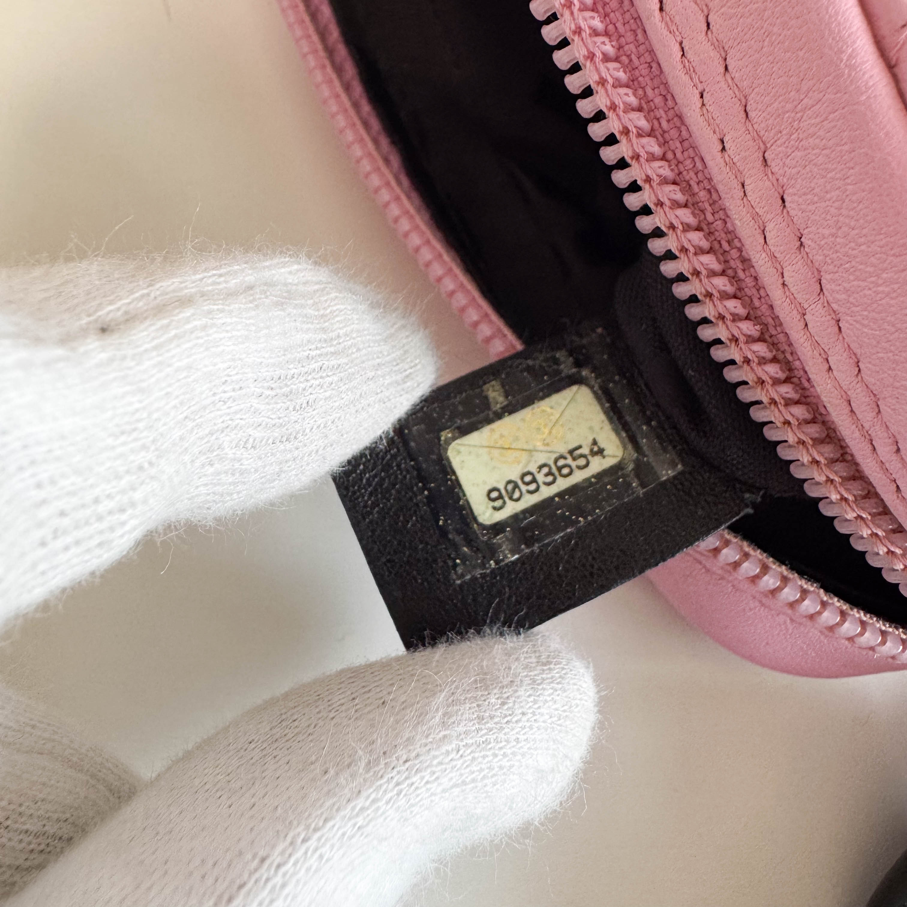 Calfskin Quilted Cambon Pochette Pink Black