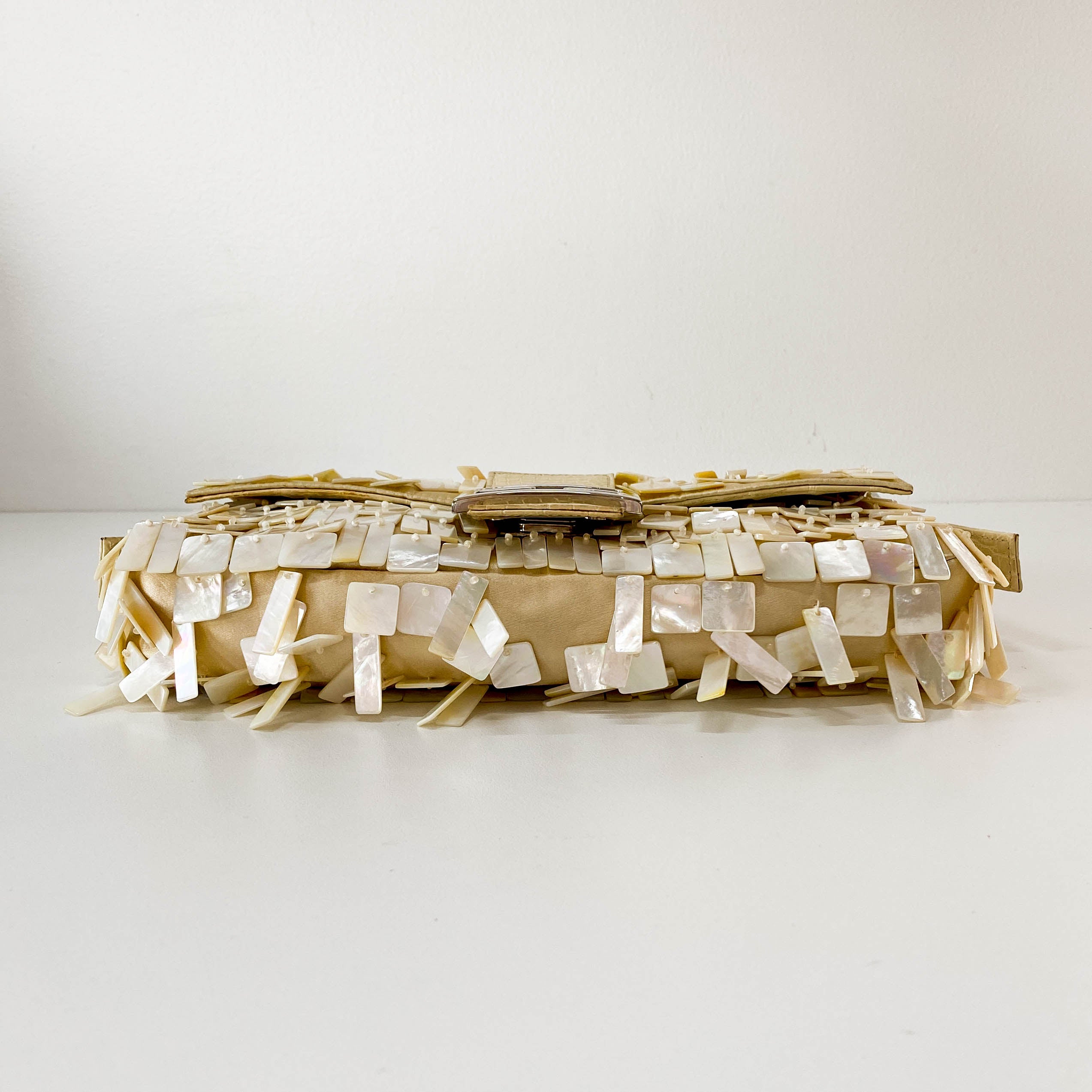 Limited Edition Baguette Mother of Pearl Gold Satin Shoulder Bag