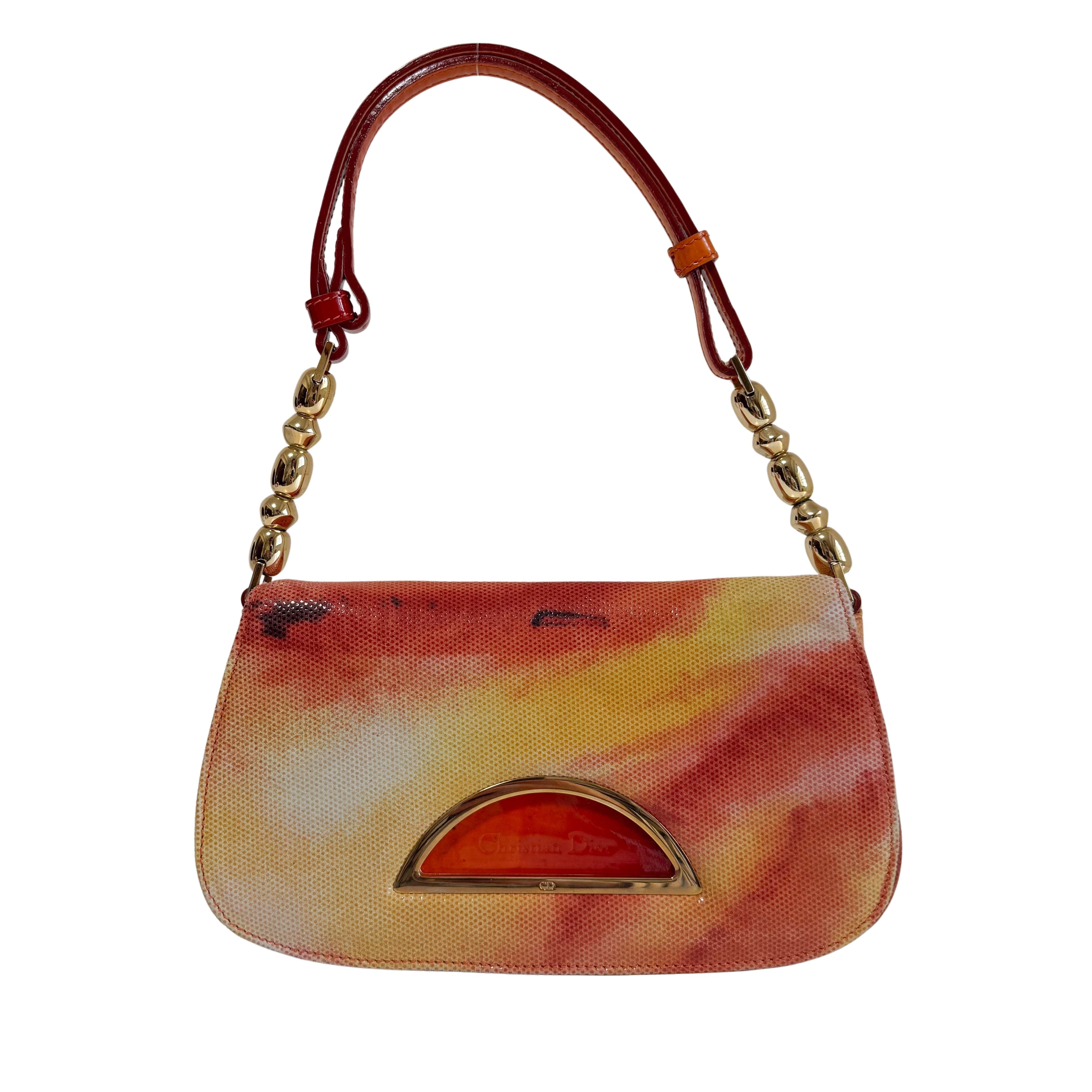 Malice Pearl Mini Leather Orange Shoulder Bag