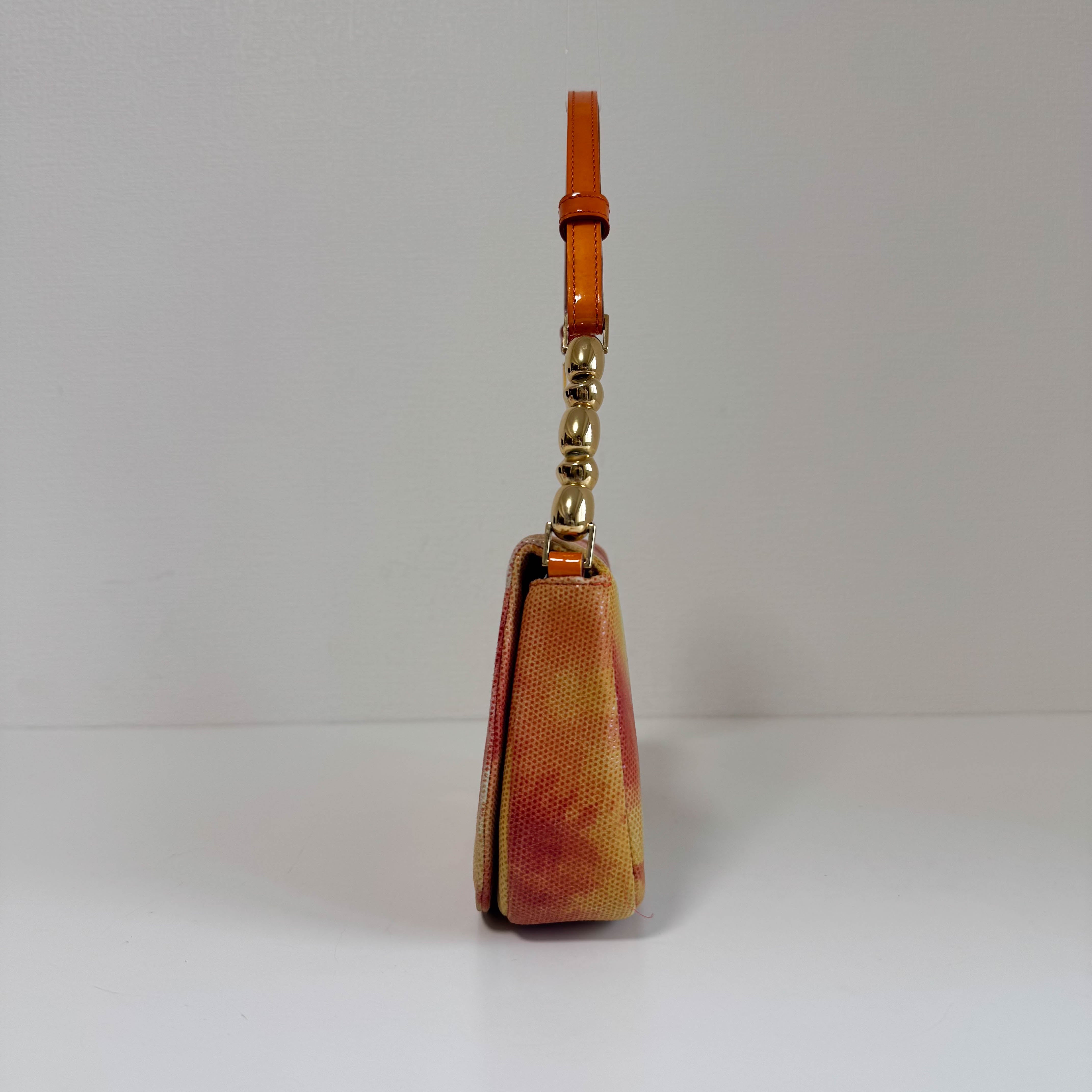 Malice Pearl Mini Leather Orange Shoulder Bag
