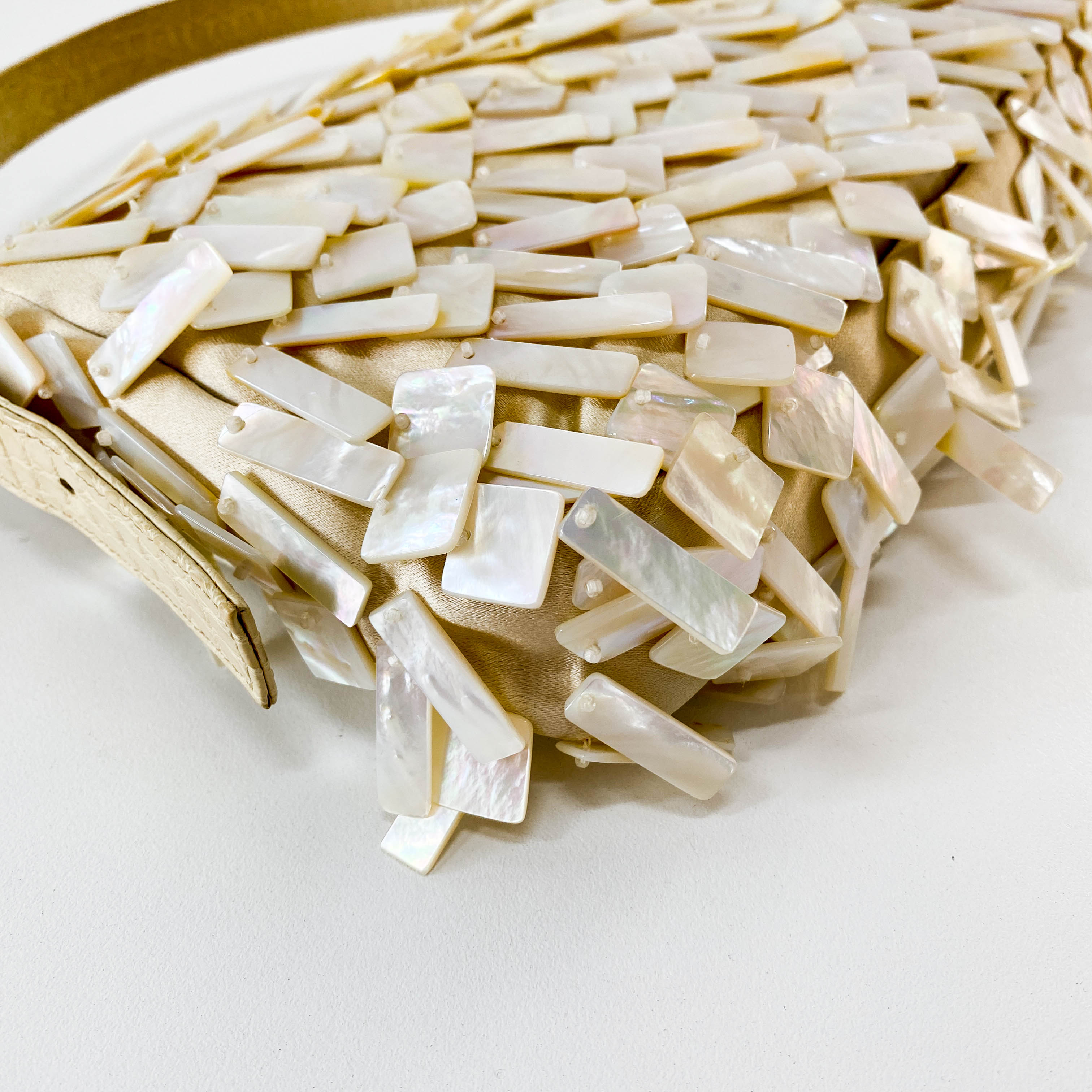 Limited Edition Baguette Mother of Pearl Gold Satin Shoulder Bag