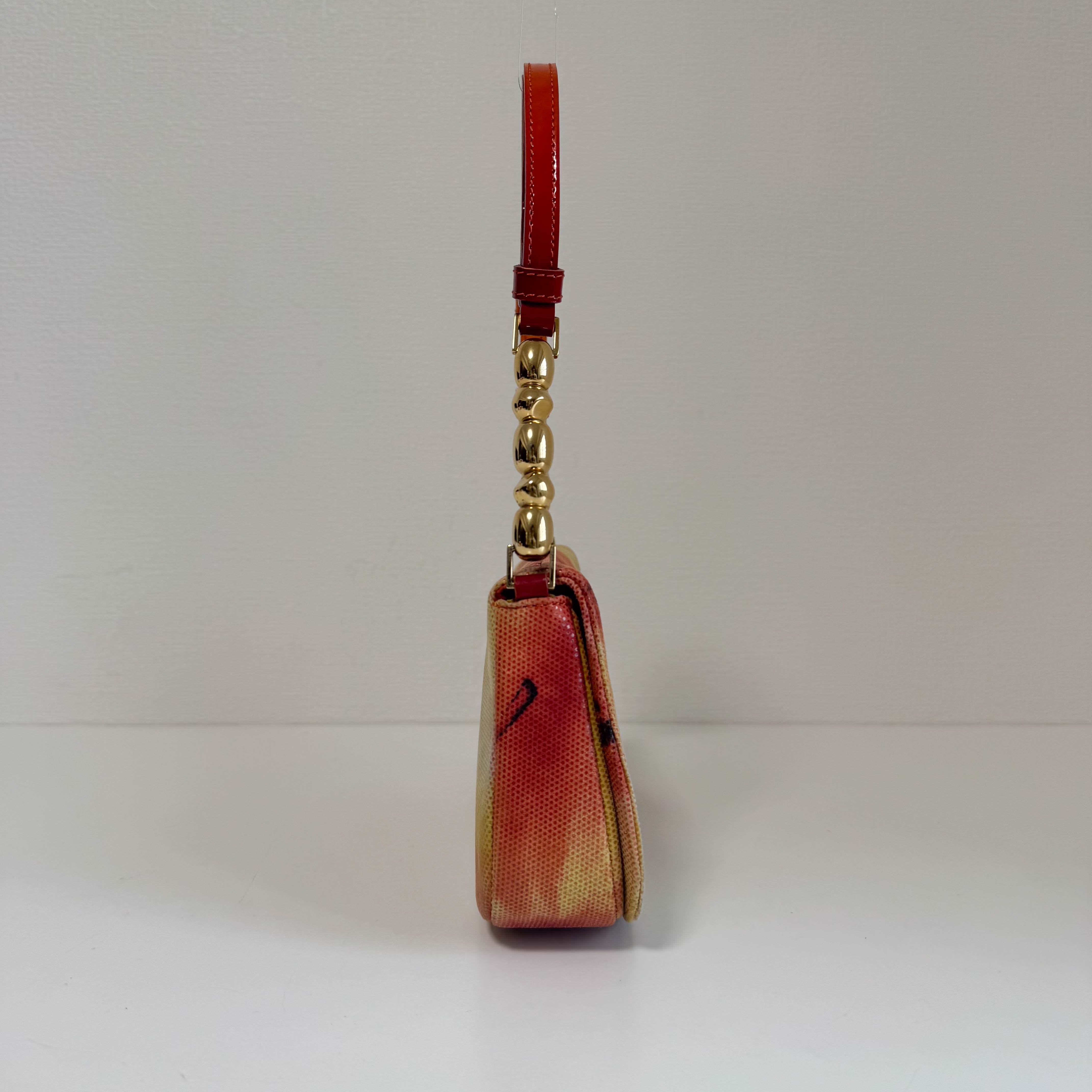 Malice Pearl Mini Leather Orange Shoulder Bag