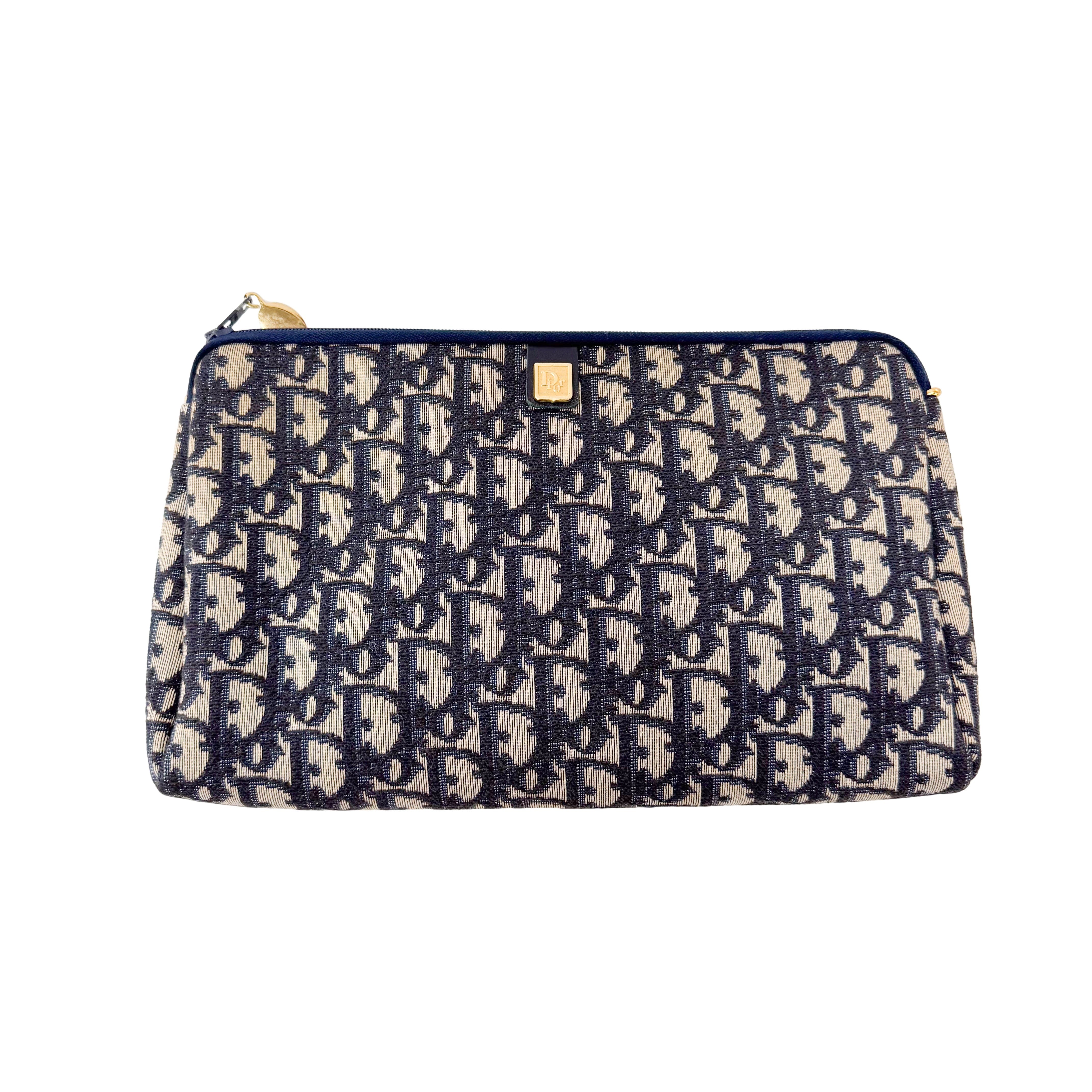 Trotter Navy Oblique Canvas Pouch