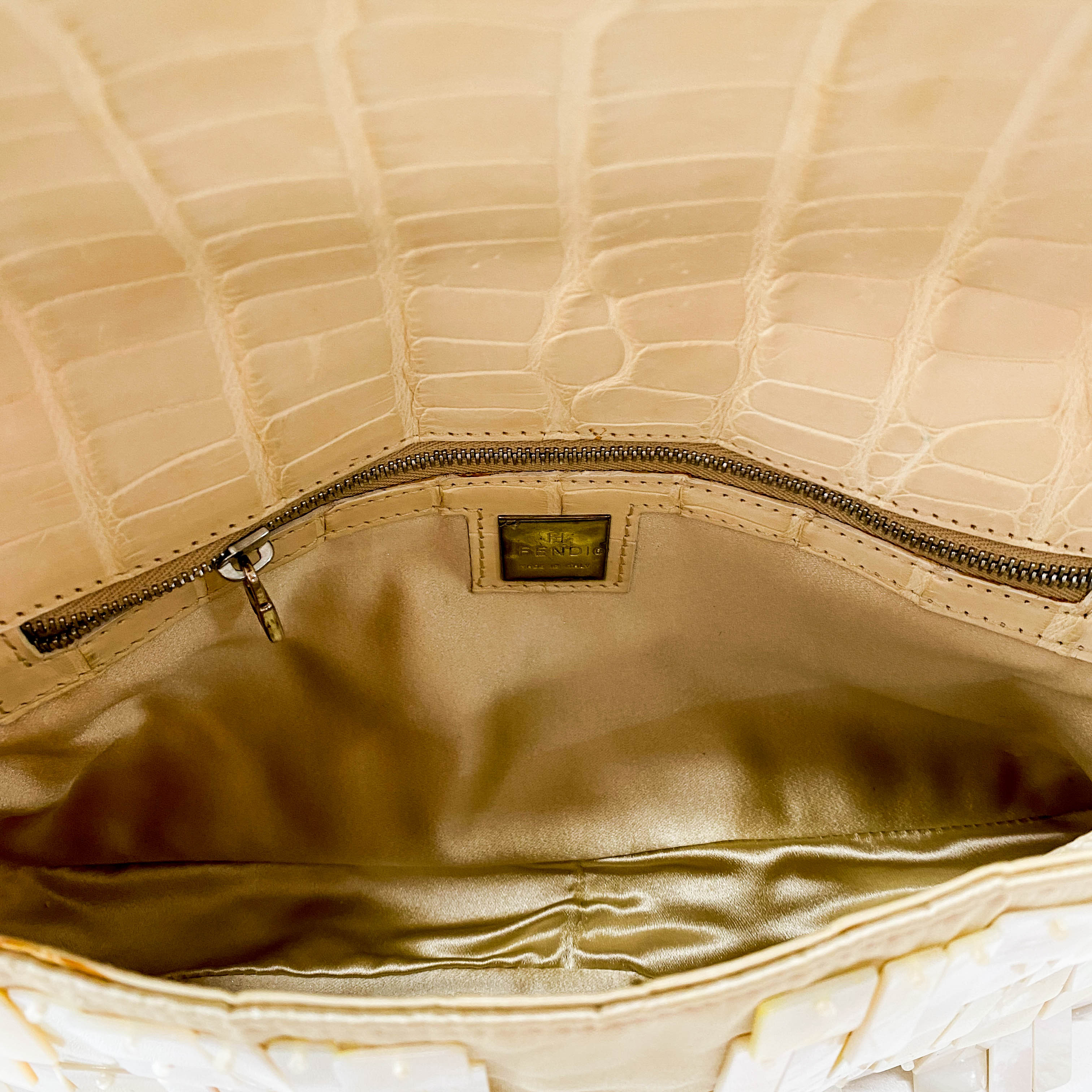 Limited Edition Baguette Mother of Pearl Gold Satin Shoulder Bag