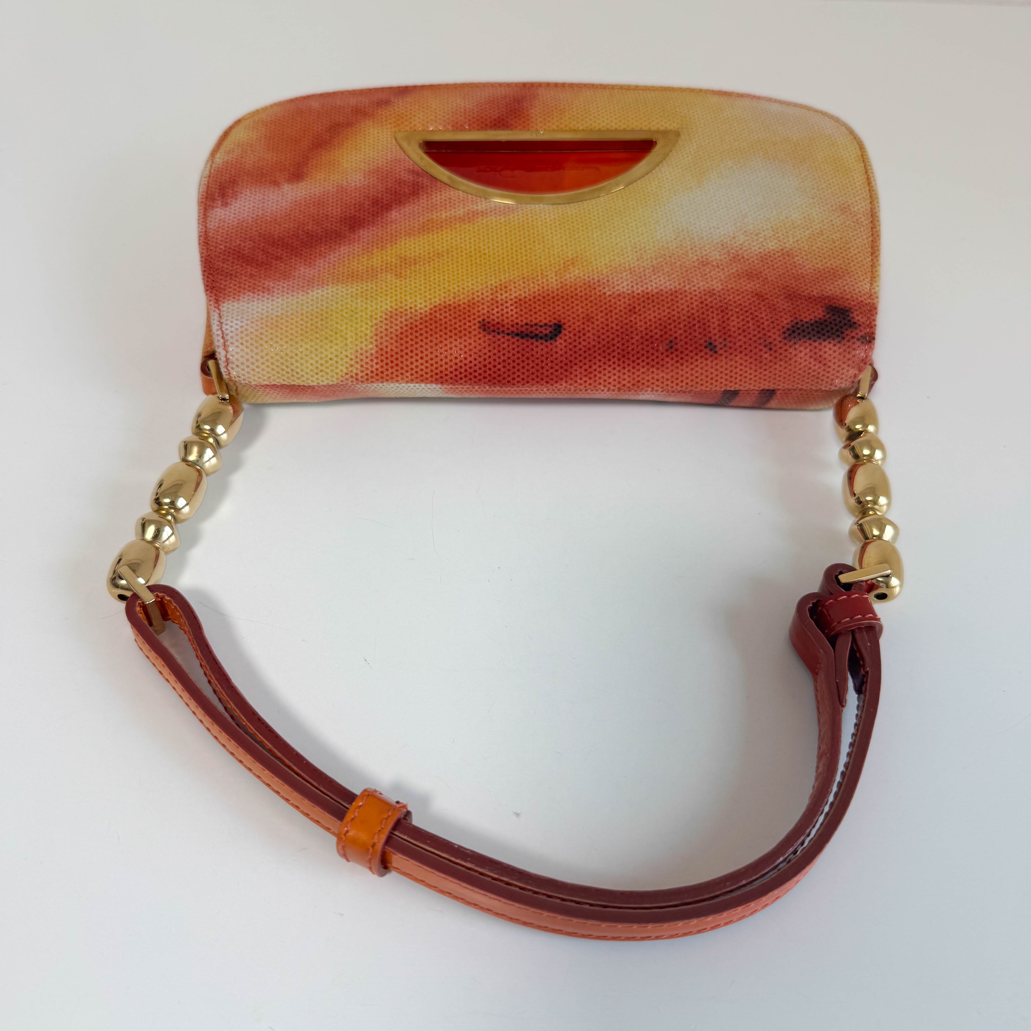 Malice Pearl Mini Leather Orange Shoulder Bag