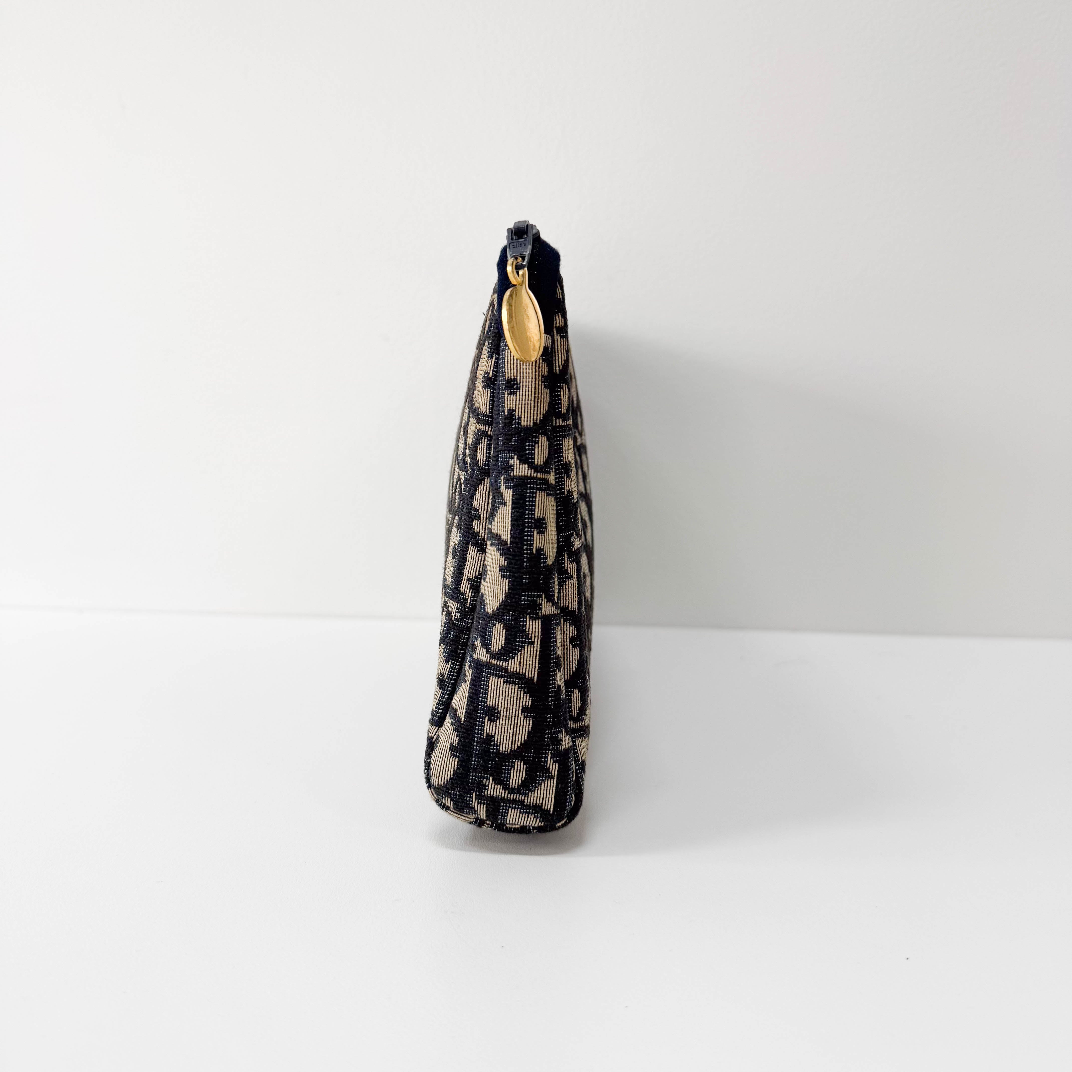 Trotter Navy Oblique Canvas Pouch