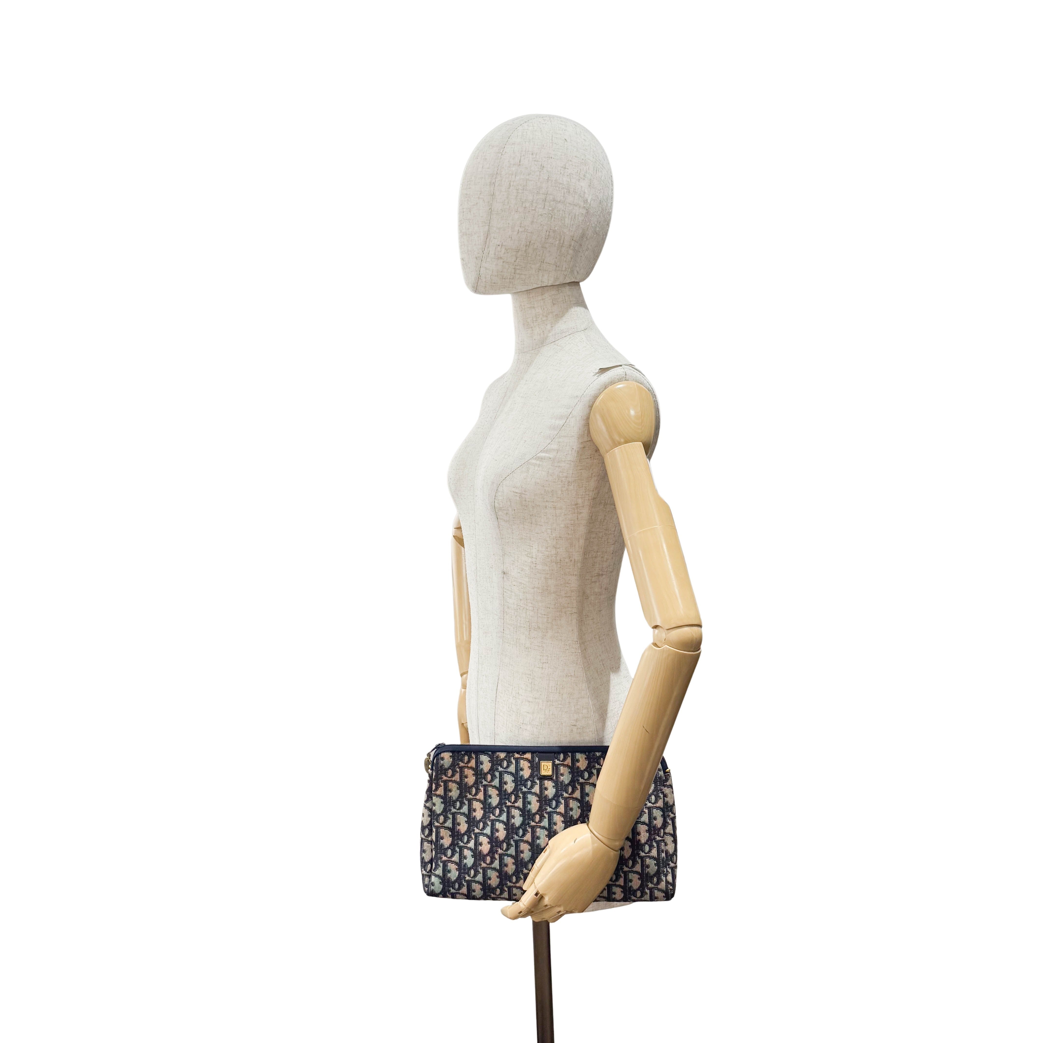 Trotter Navy Oblique Canvas Pouch