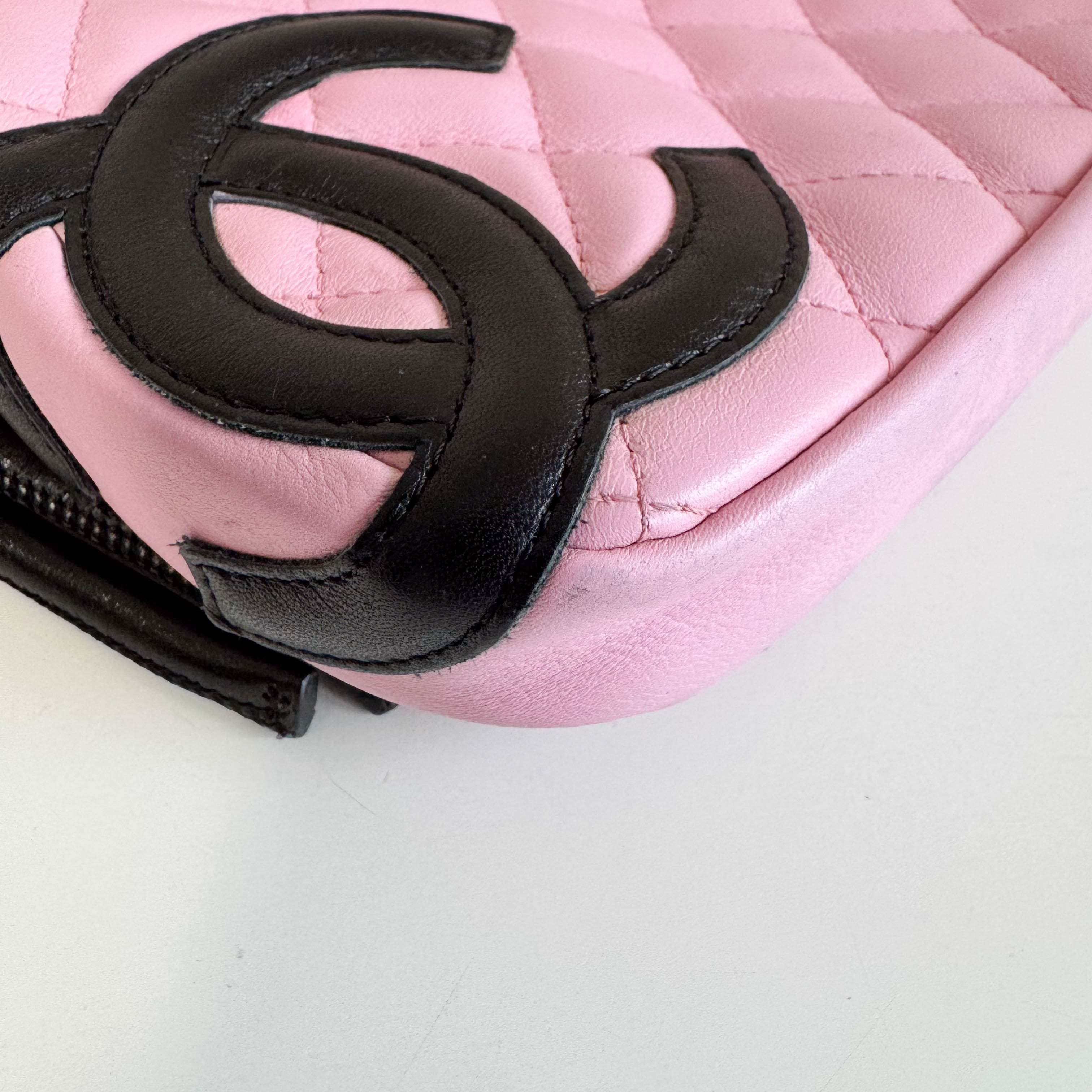 Calfskin Quilted Cambon Pochette Pink Black