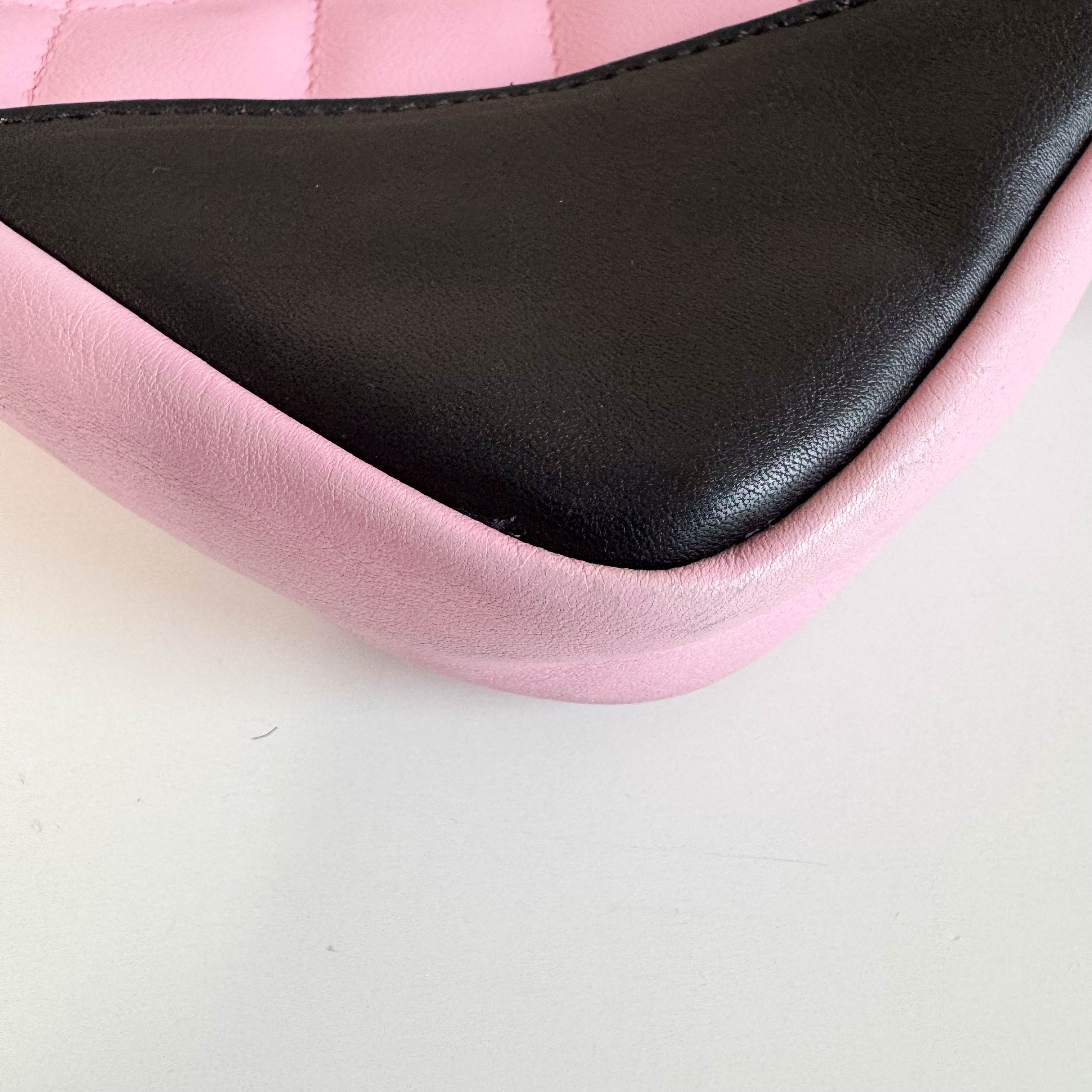Calfskin Quilted Cambon Pochette Pink Black