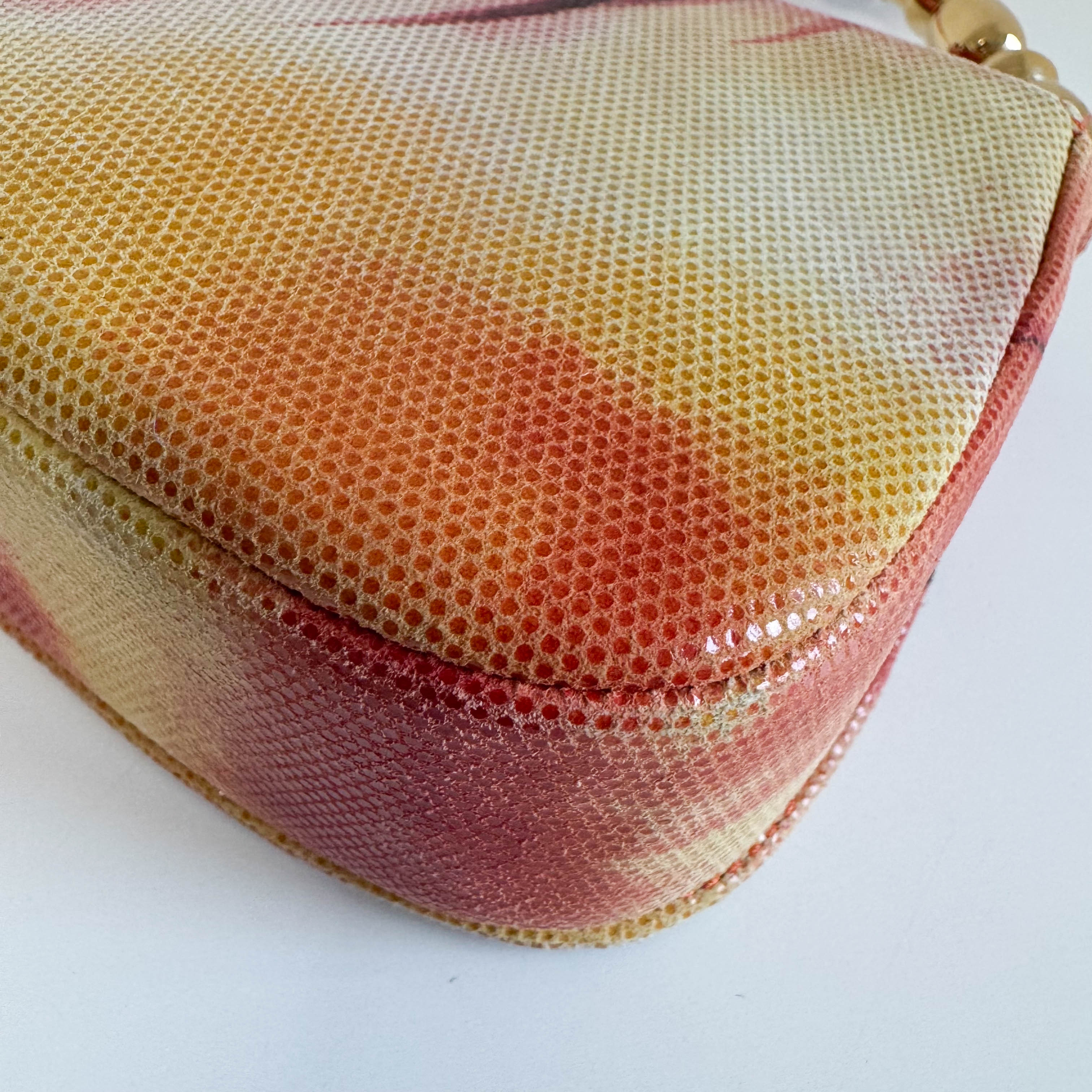 Malice Pearl Mini Leather Orange Shoulder Bag