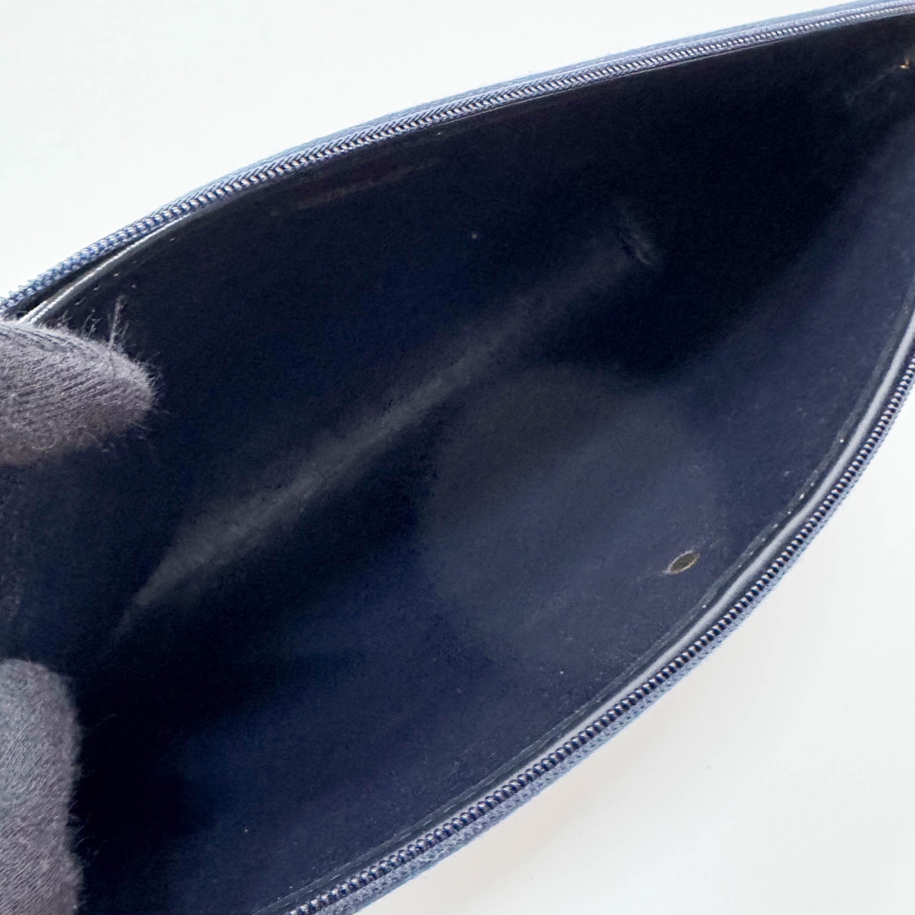 Trotter Navy Oblique Canvas Pouch