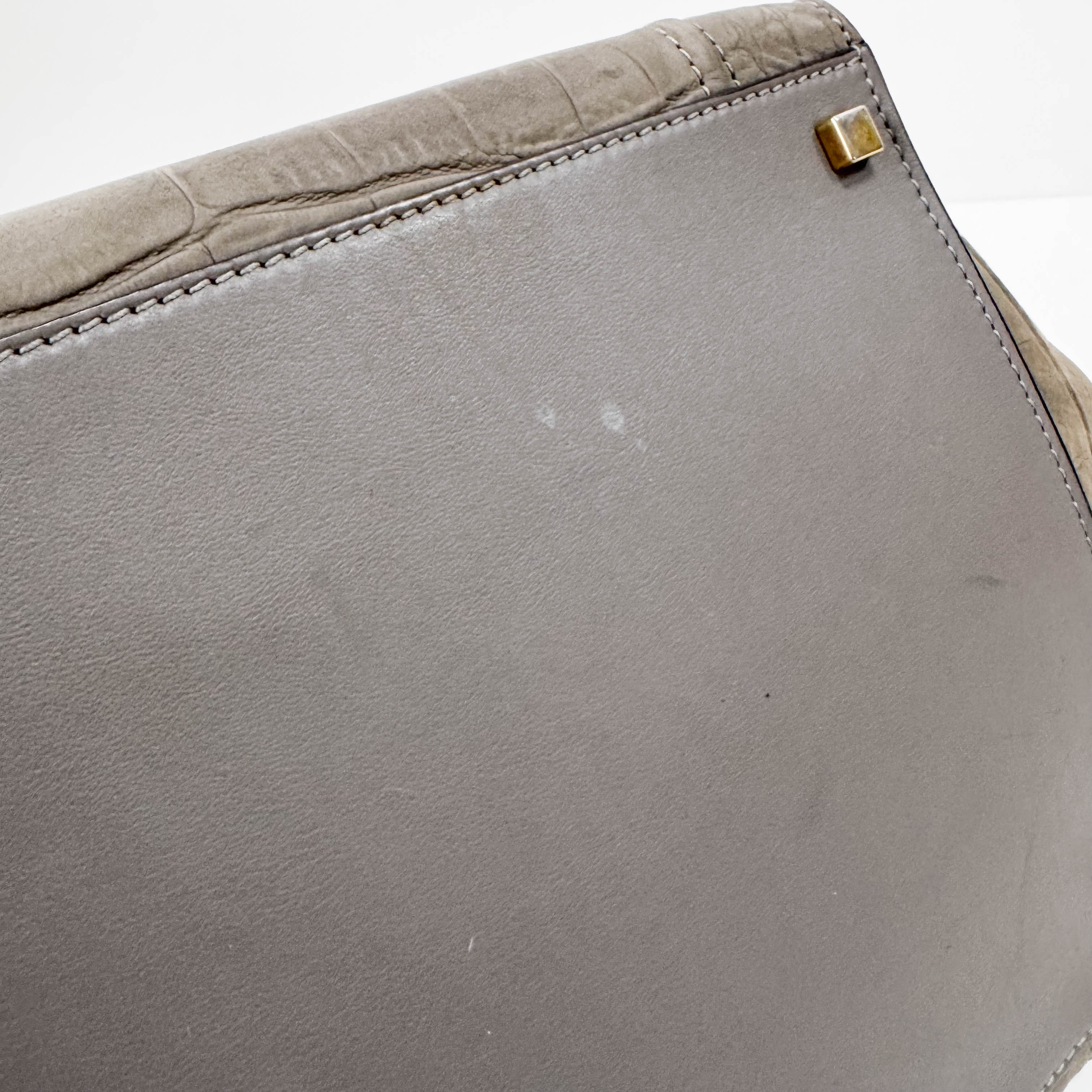 Luggage Grey Embossed Croc Leather Tote Bag