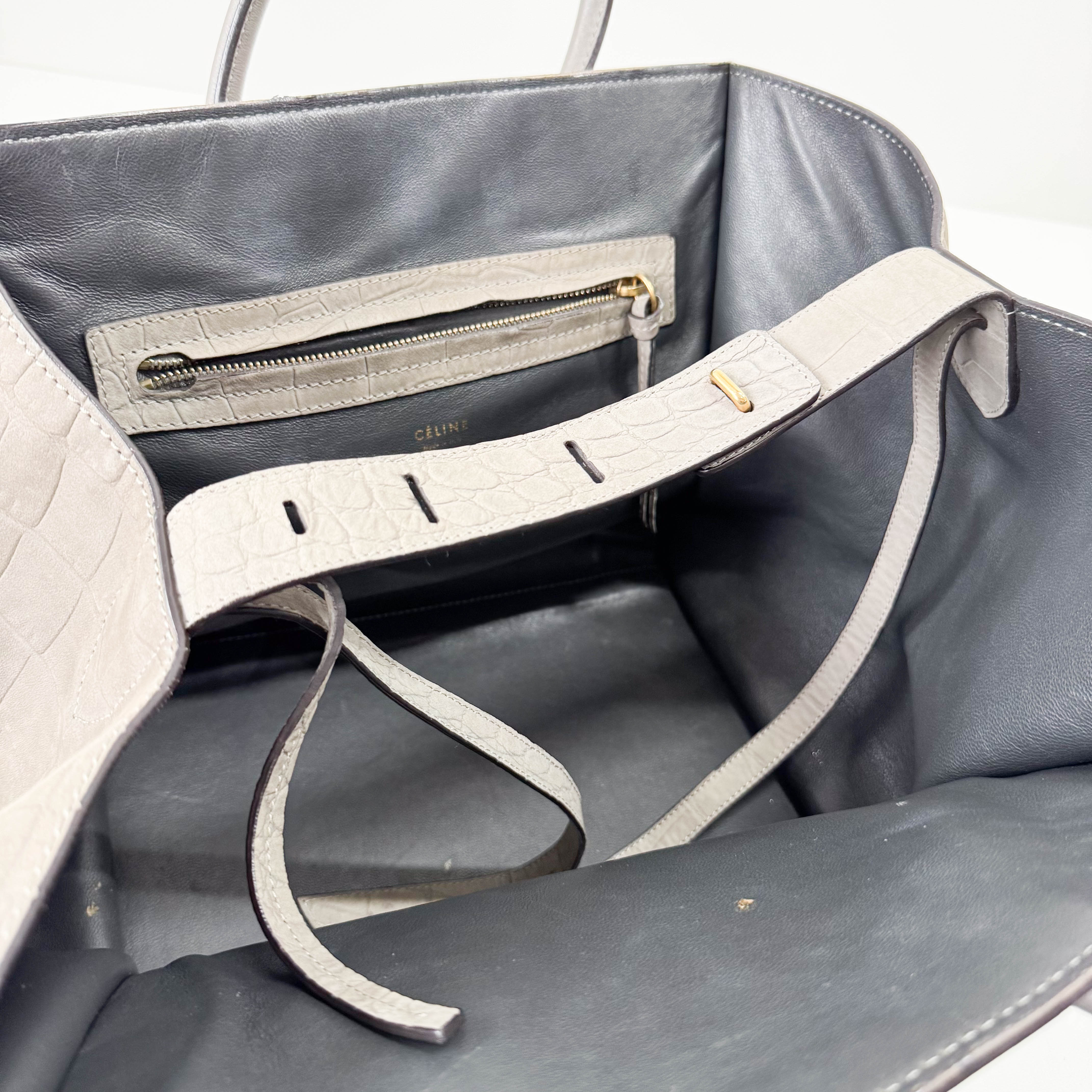 Luggage Grey Embossed Croc Leather Tote Bag