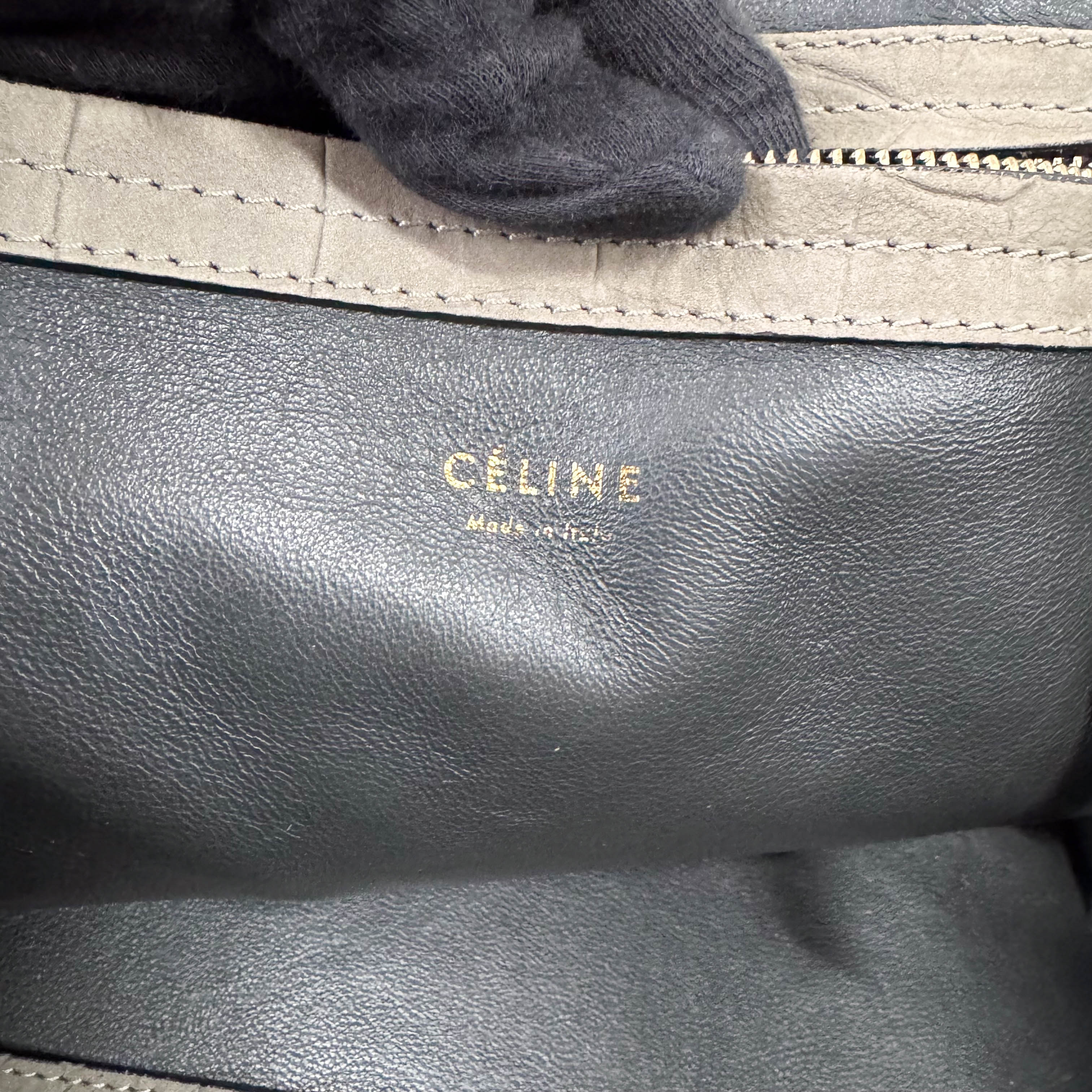 Luggage Grey Embossed Croc Leather Tote Bag