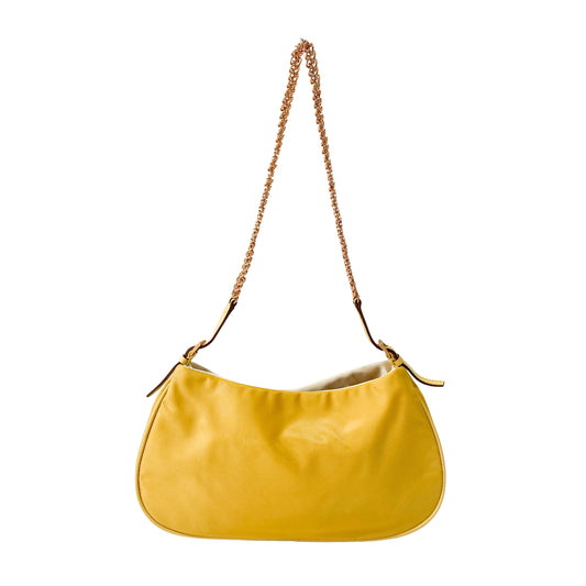 Yellow Nylon Chain Strap Shoulder Bag