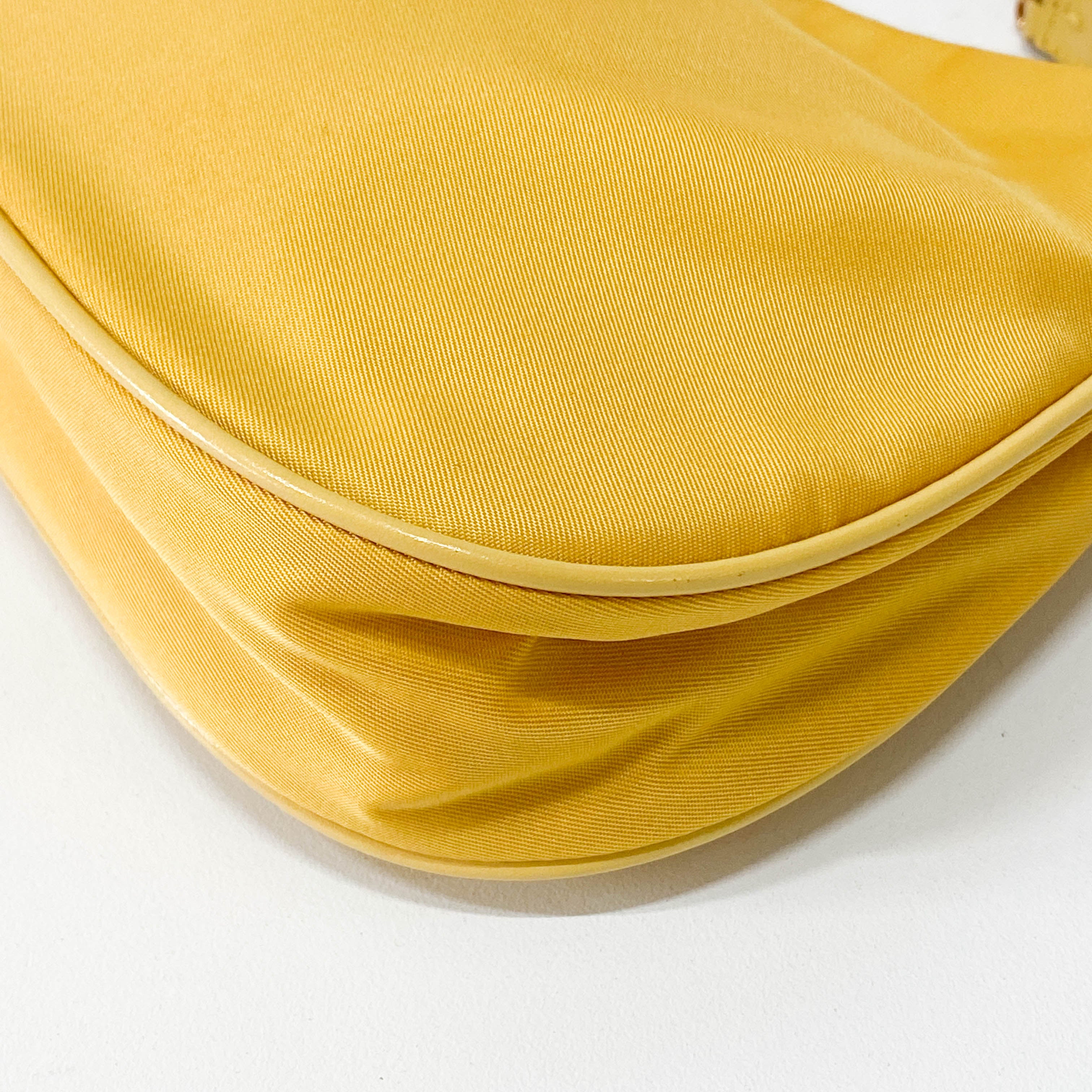 Yellow Nylon Chain Strap Shoulder Bag