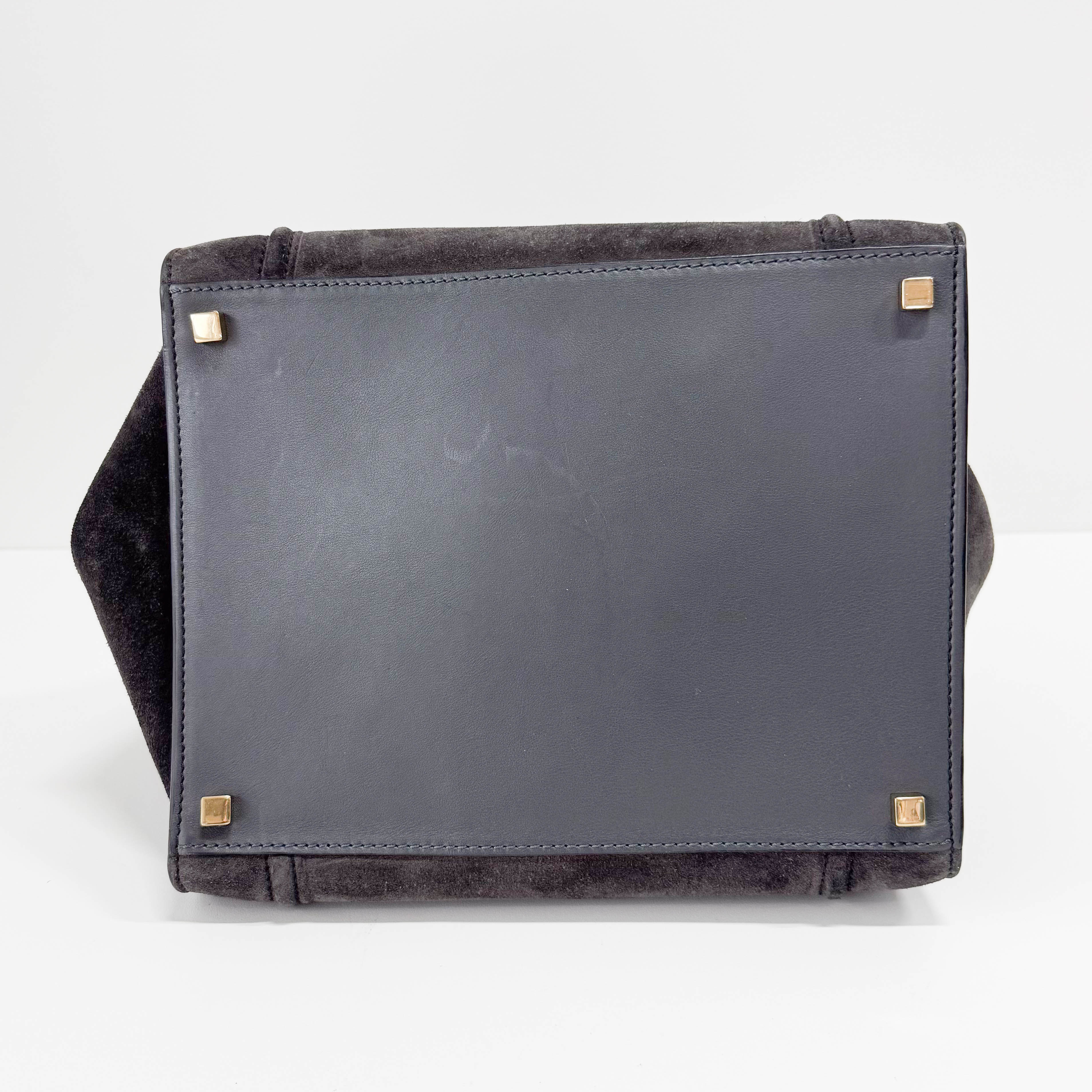 Luggage Black Suede Tote Bag