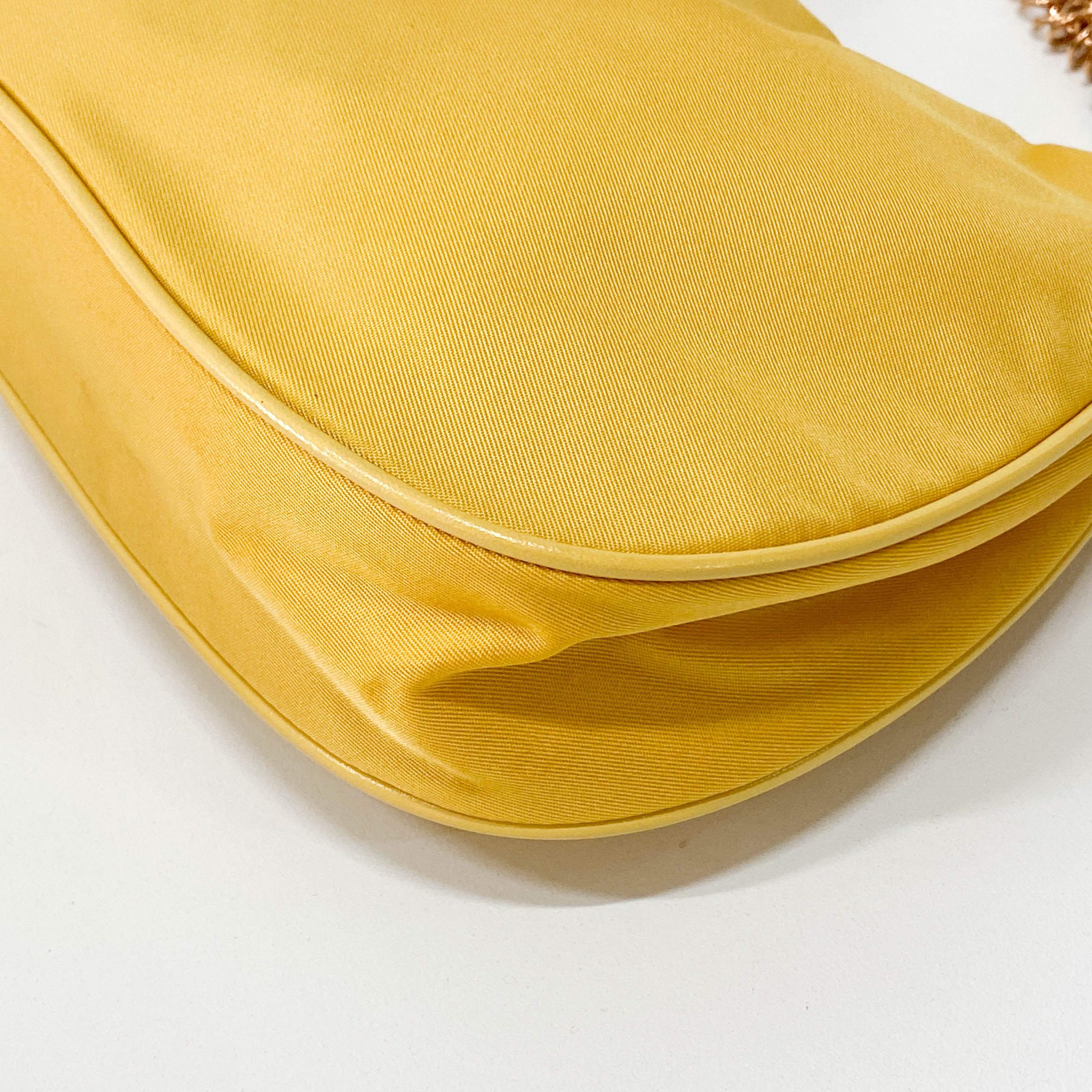 Yellow Nylon Chain Strap Shoulder Bag