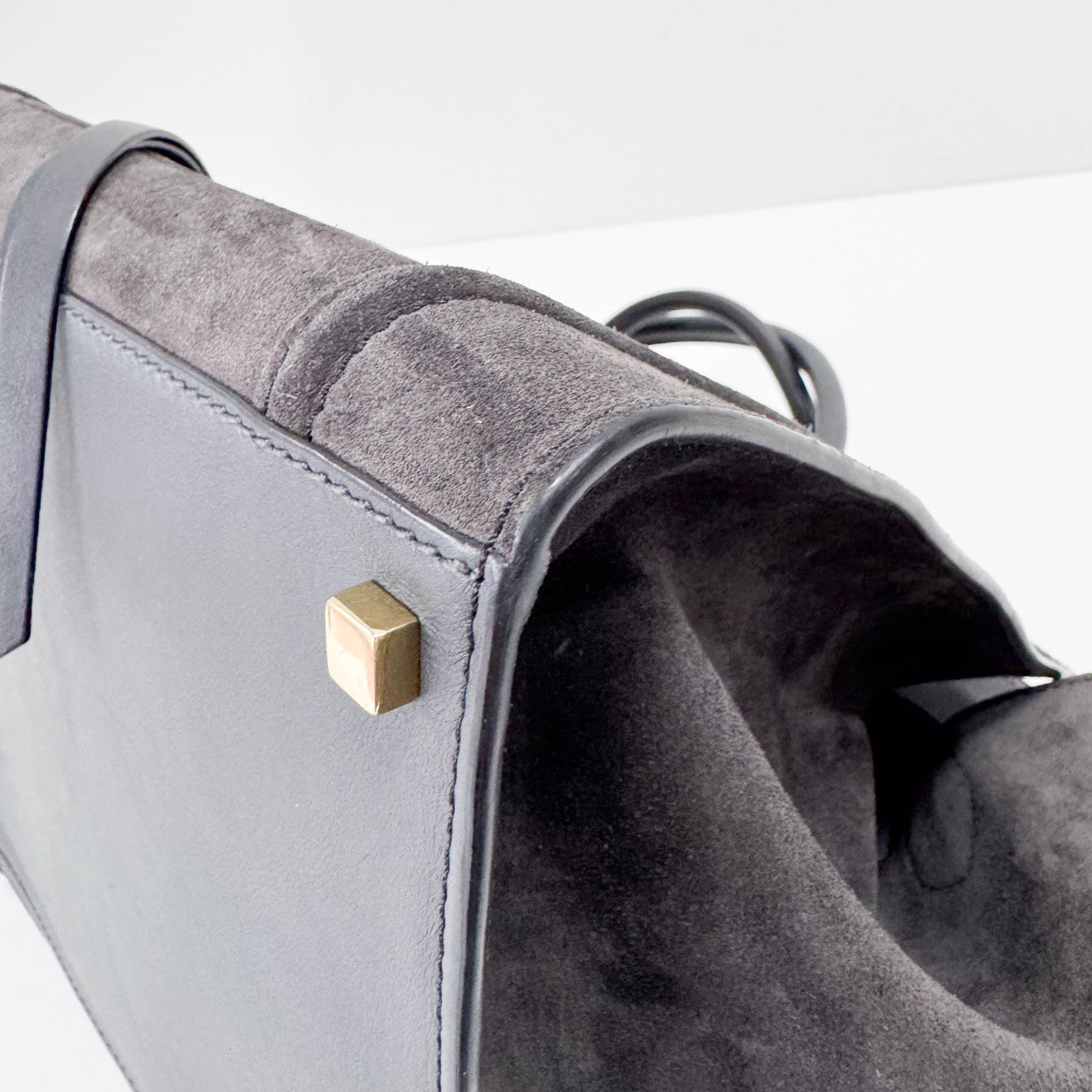 Luggage Black Suede Tote Bag