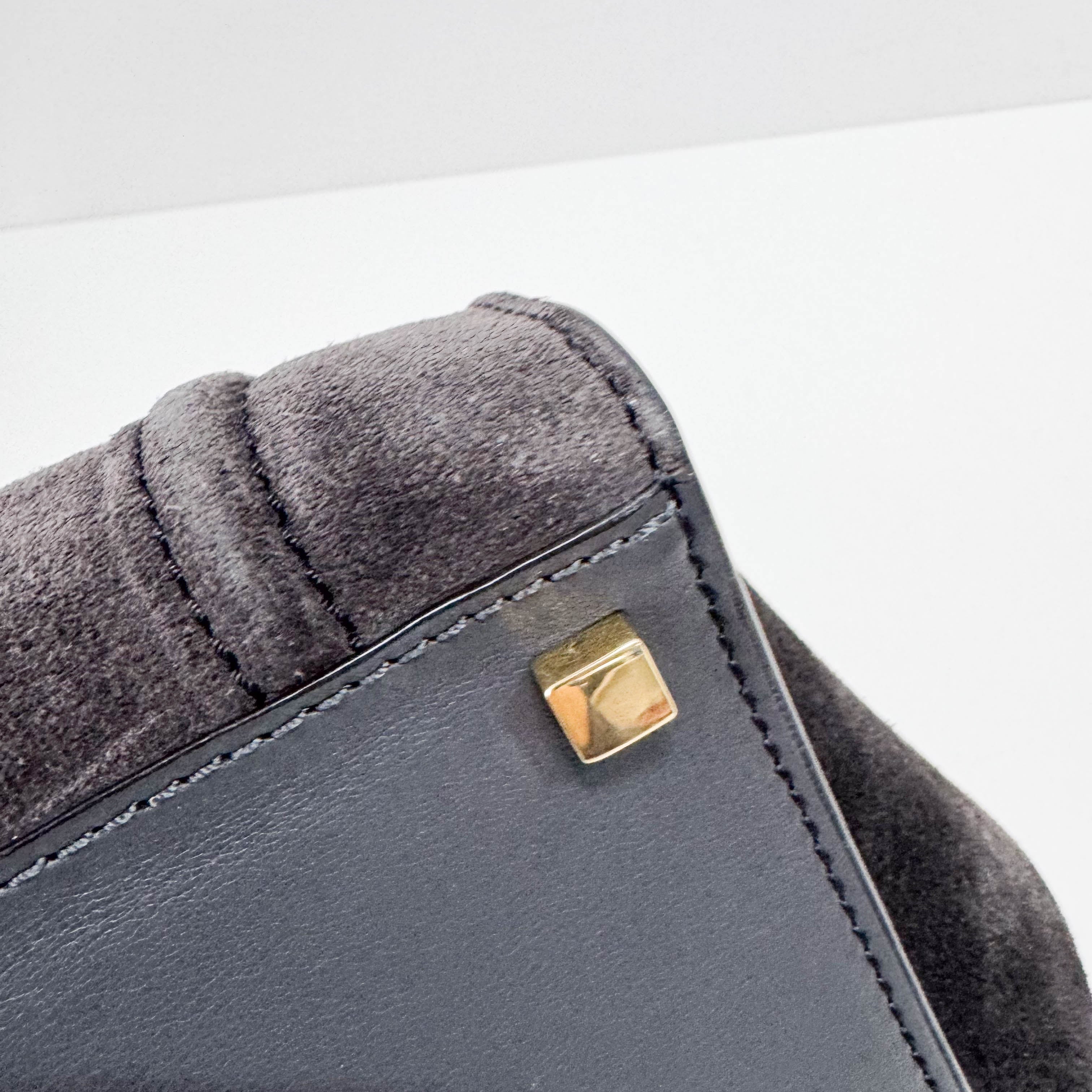 Luggage Black Suede Tote Bag