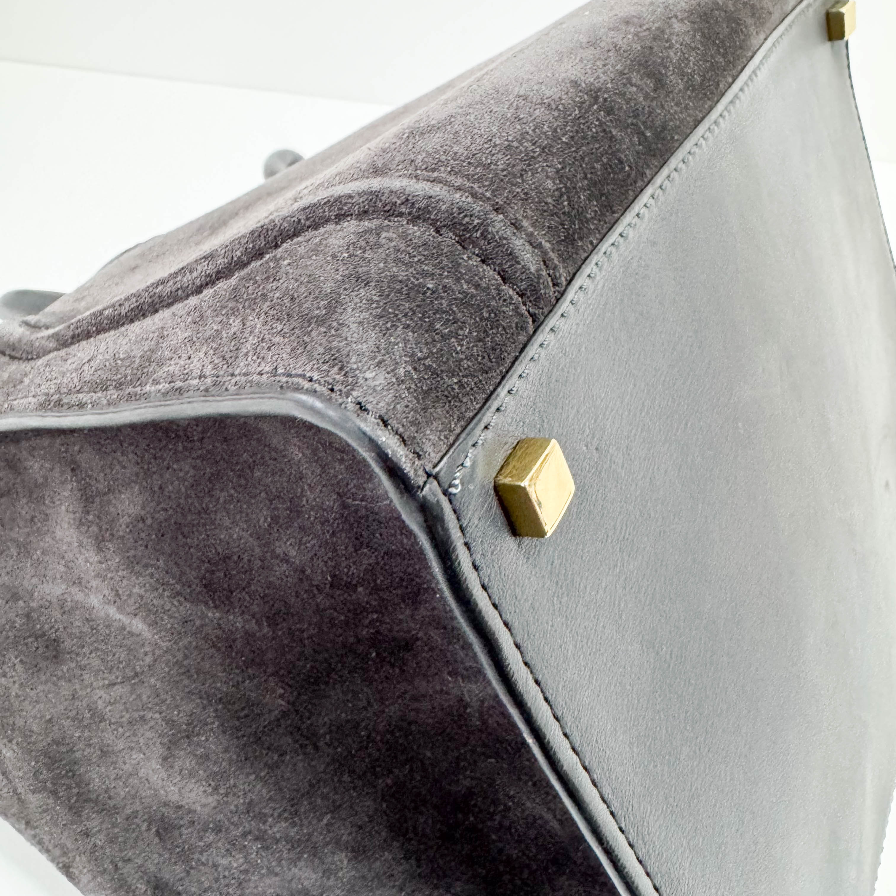 Luggage Black Suede Tote Bag