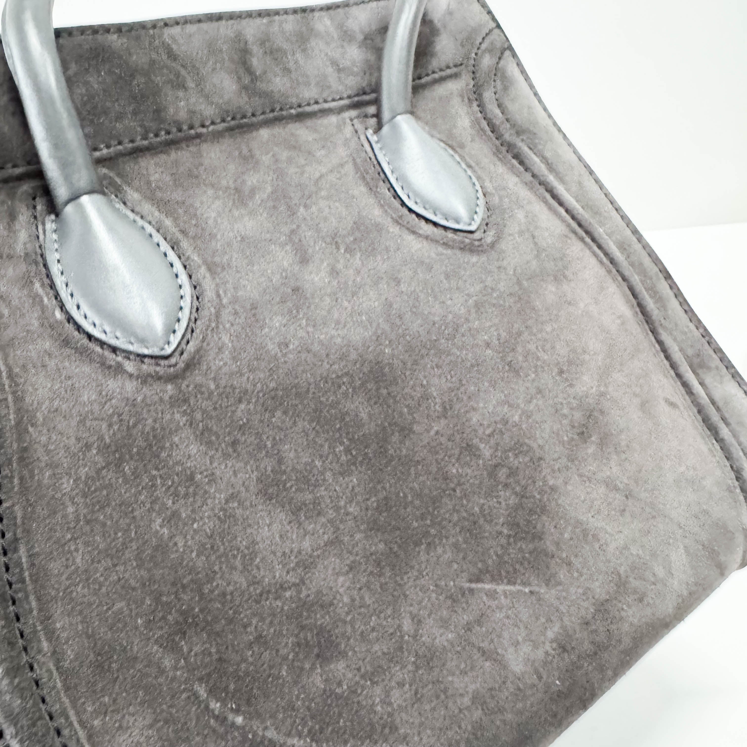 Luggage Black Suede Tote Bag