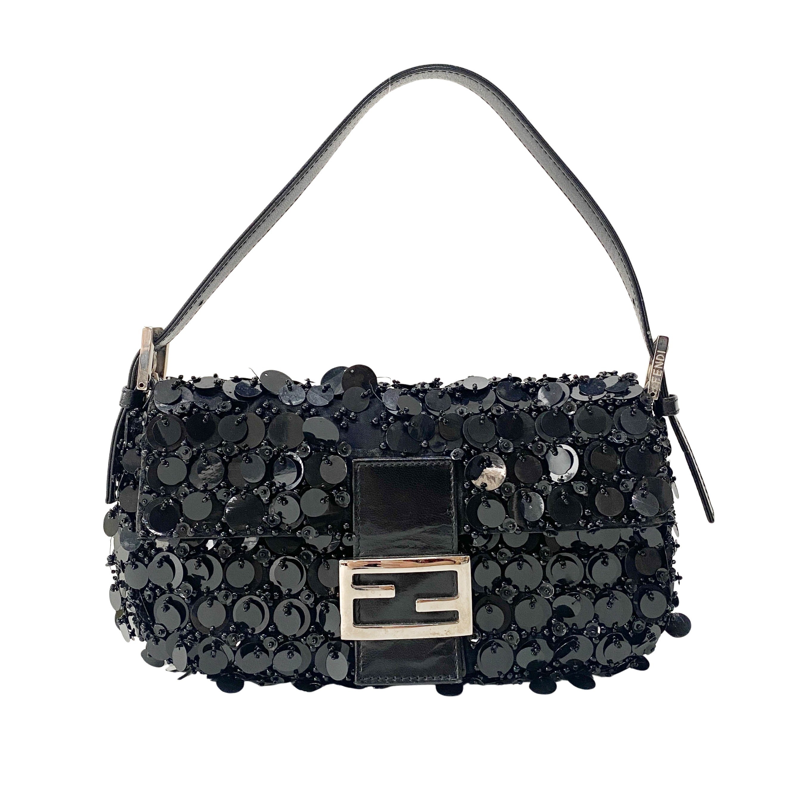 Baguette Black Sequin Bag