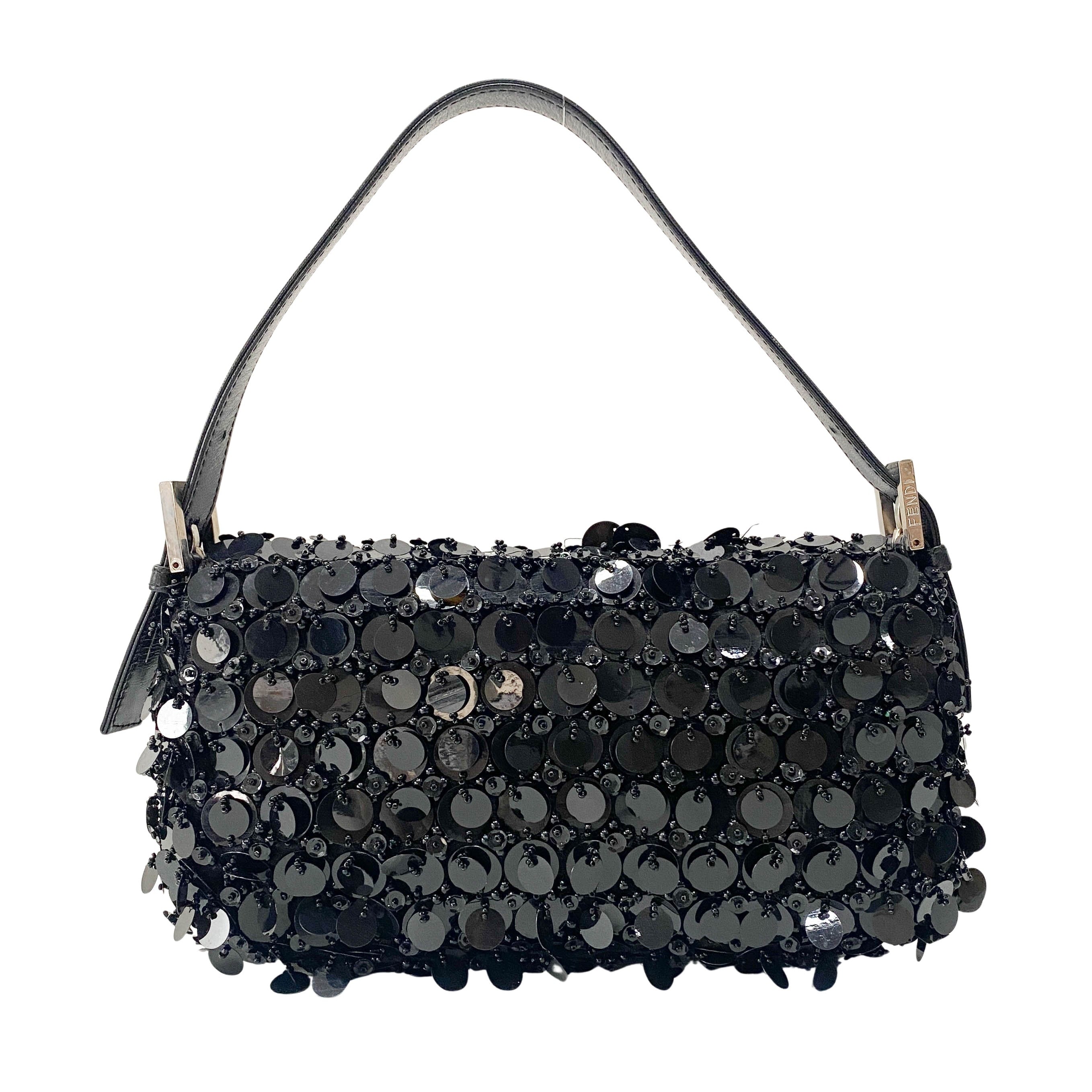 Baguette Black Sequin Bag