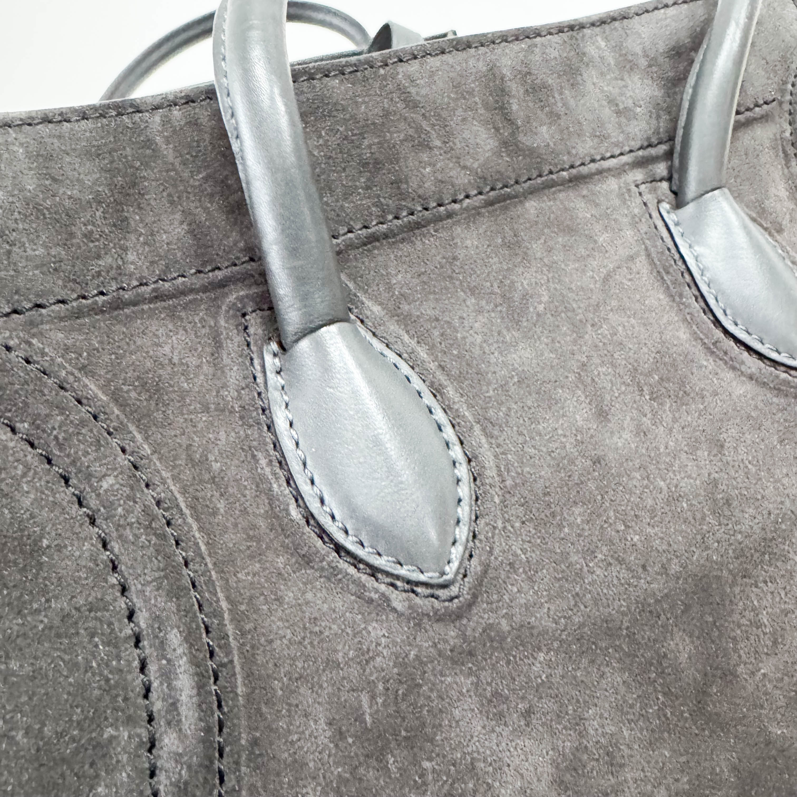 Luggage Black Suede Tote Bag