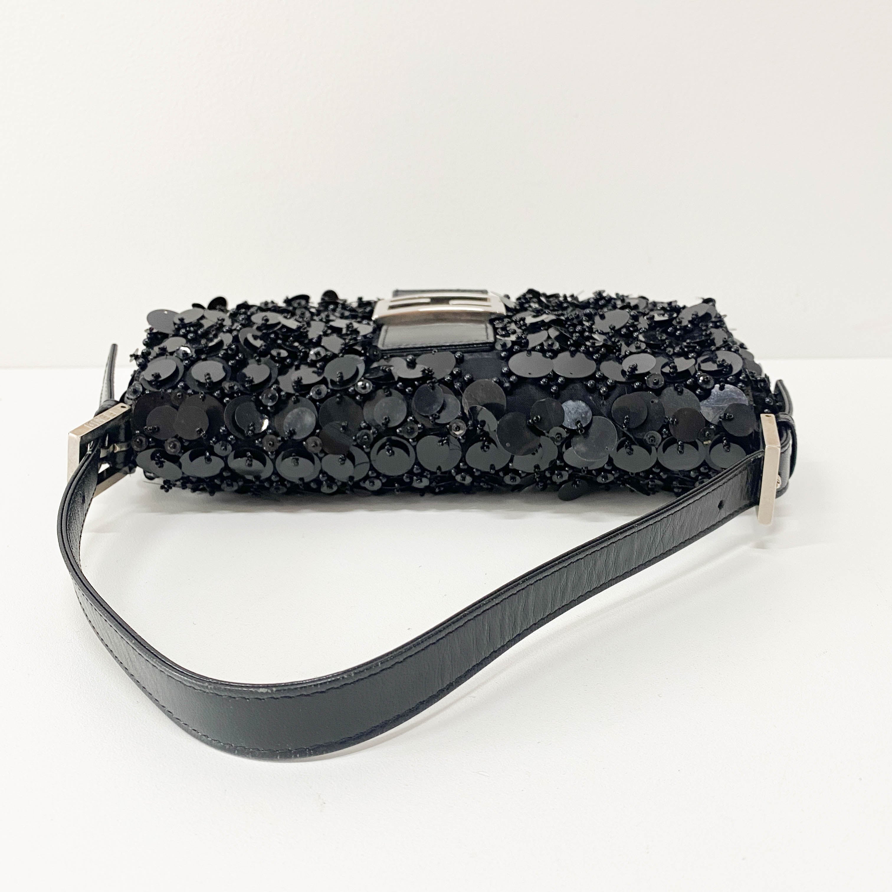 Baguette Black Sequin Bag