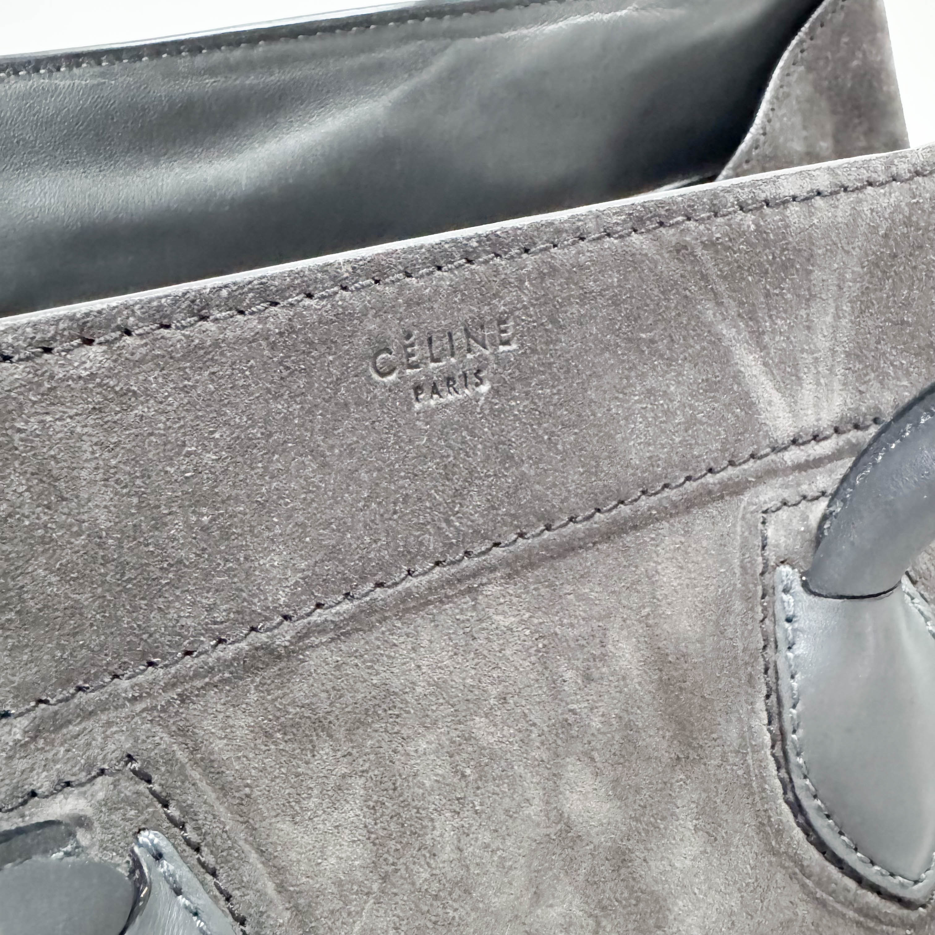 Luggage Black Suede Tote Bag