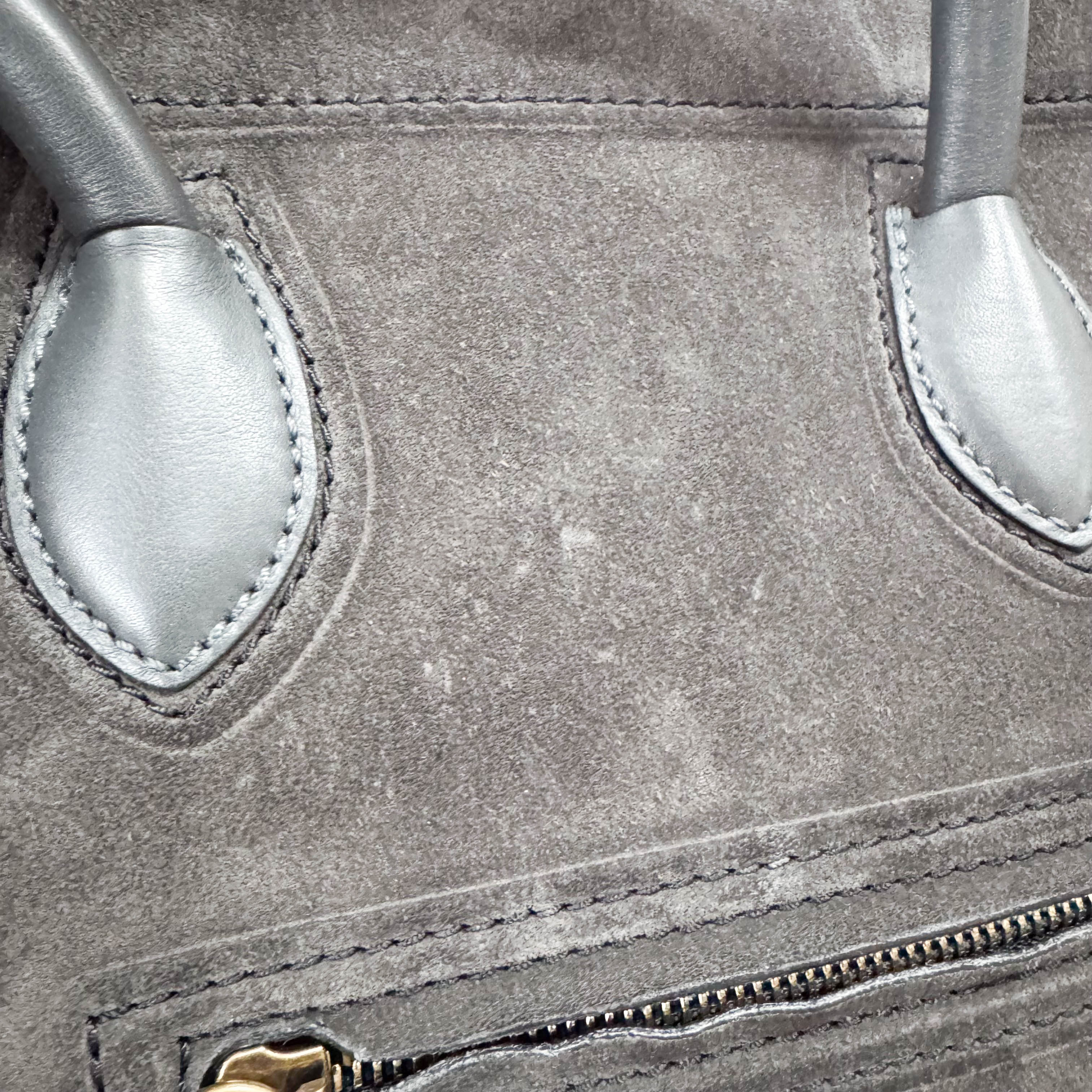 Luggage Black Suede Tote Bag