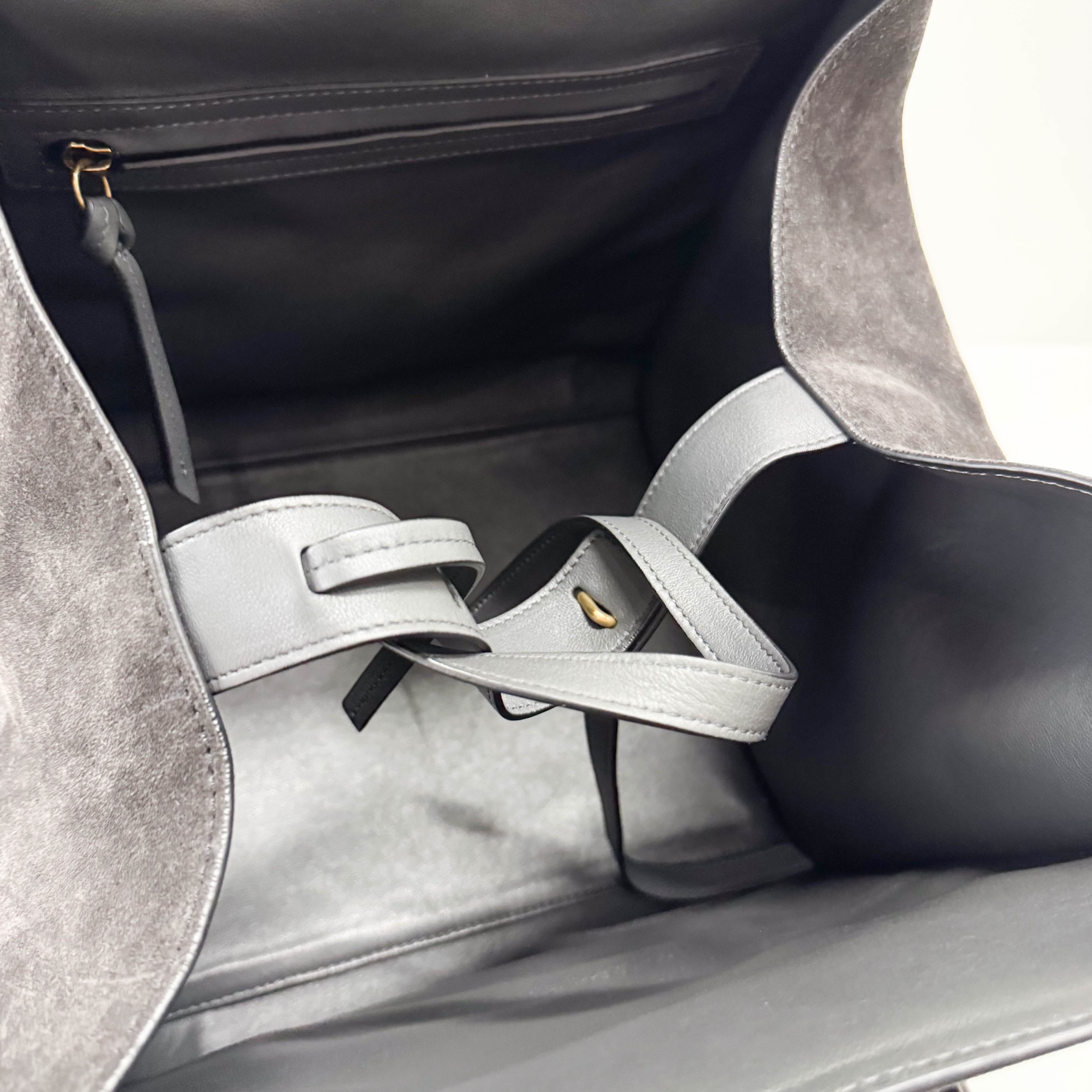 Luggage Black Suede Tote Bag