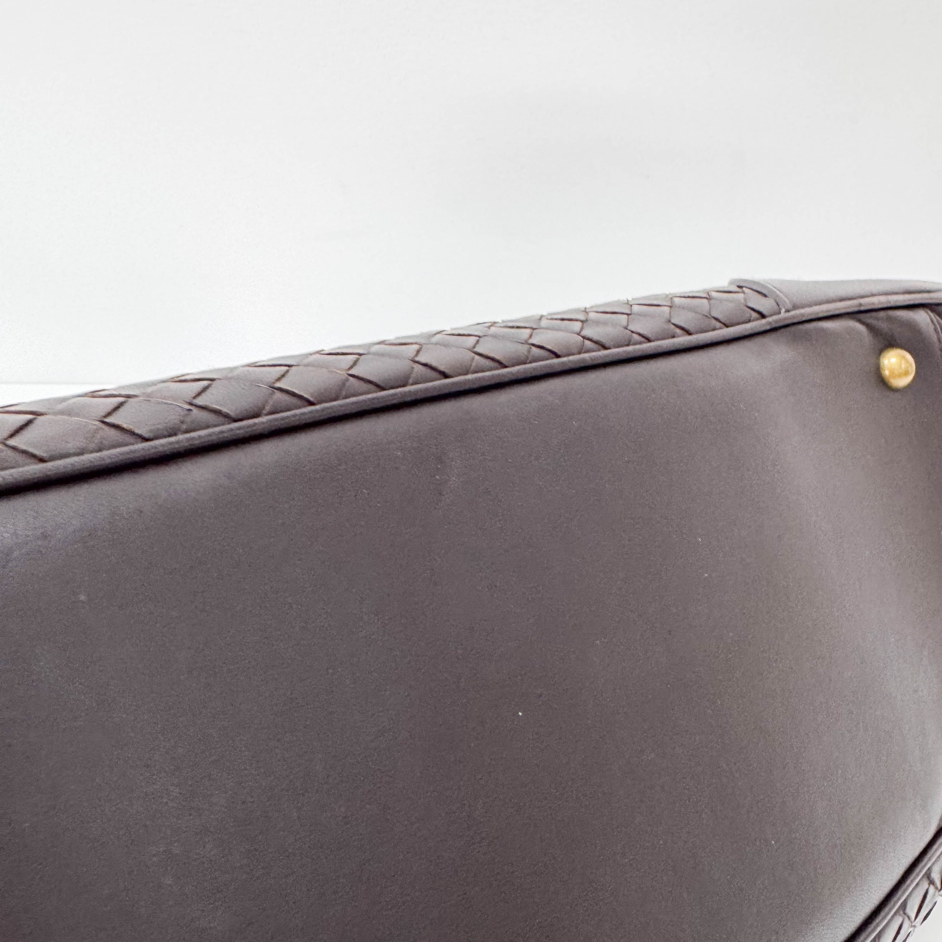 Intrecciato Brown Leather Shoulder Bag