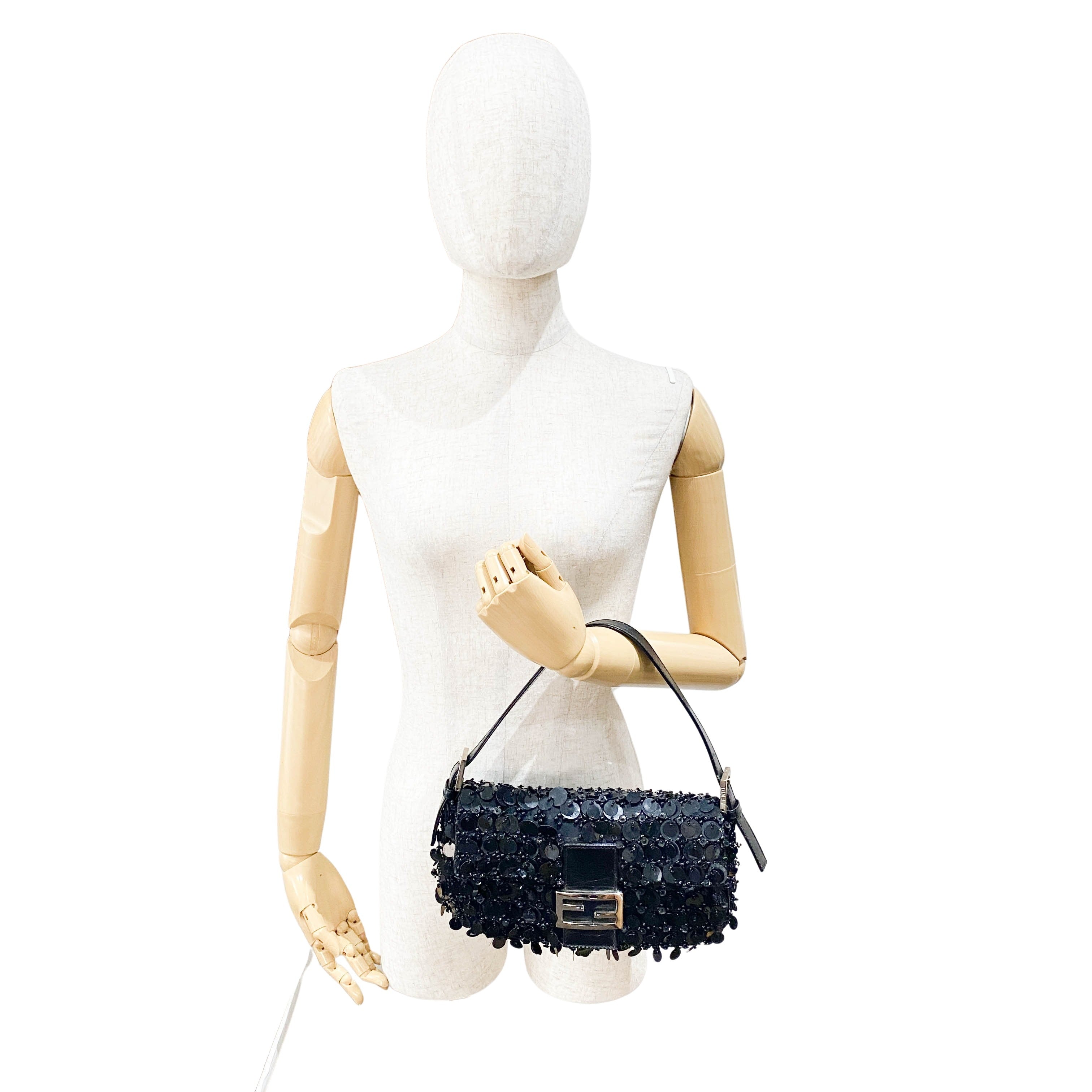 Baguette Black Sequin Bag