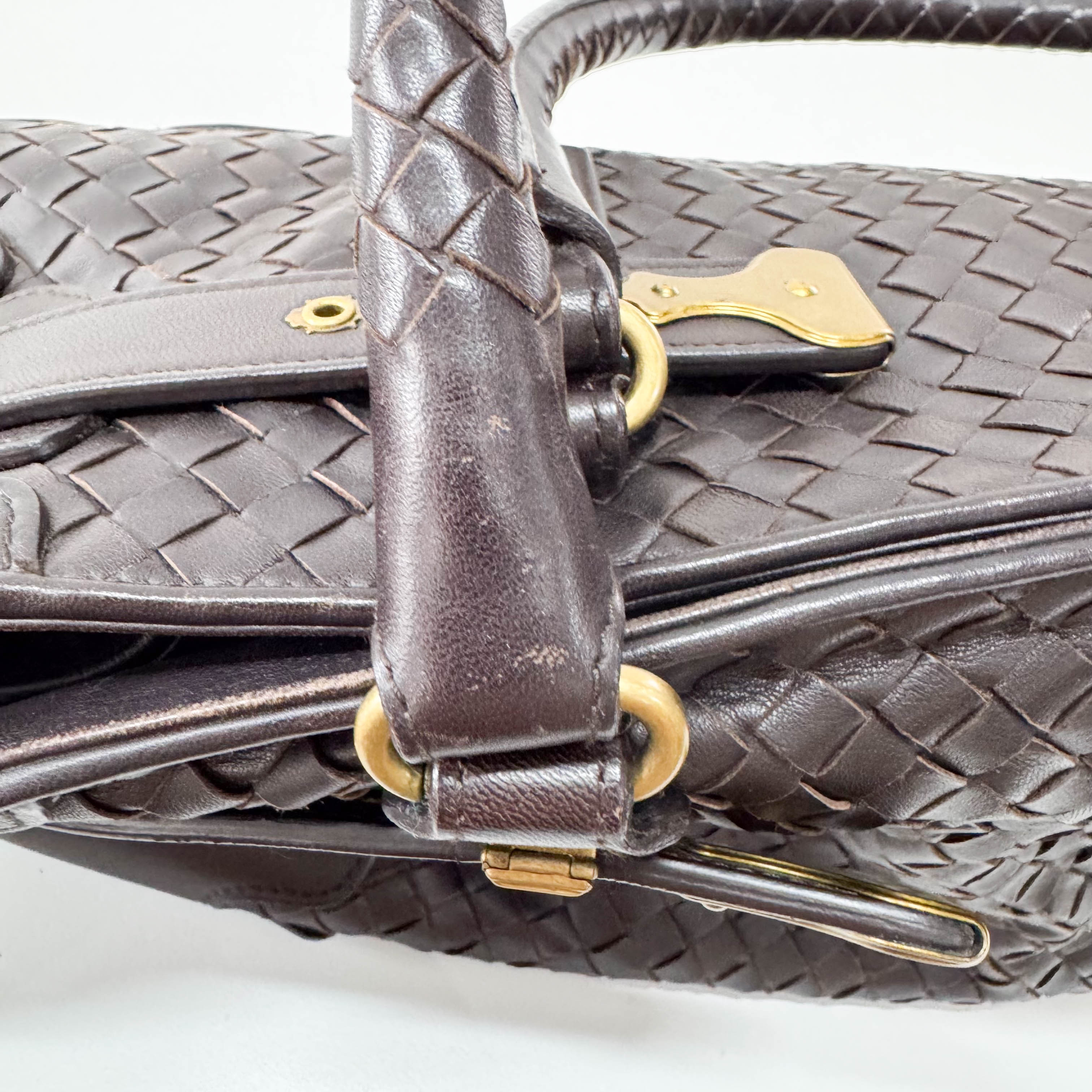 Intrecciato Brown Leather Shoulder Bag