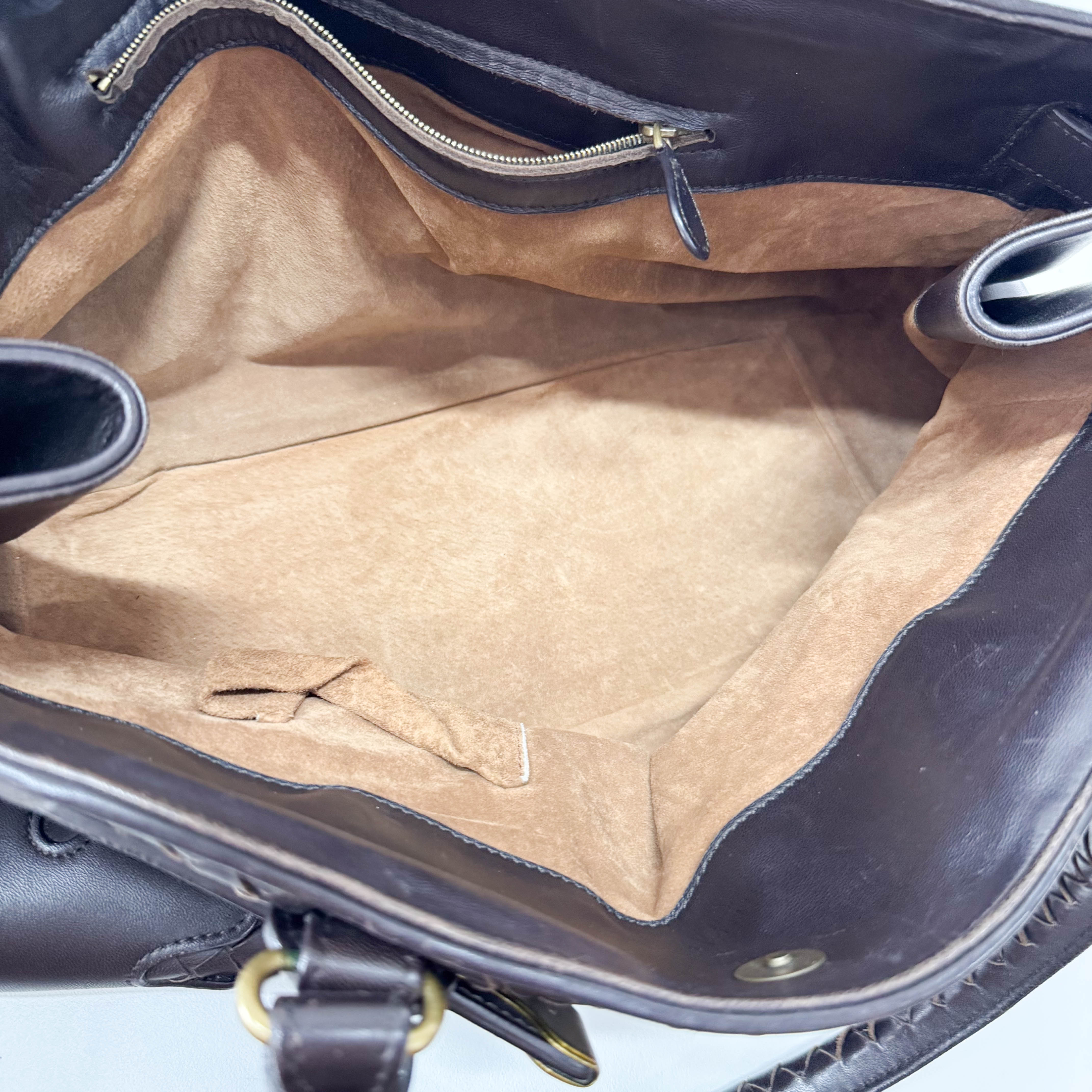 Intrecciato Brown Leather Shoulder Bag