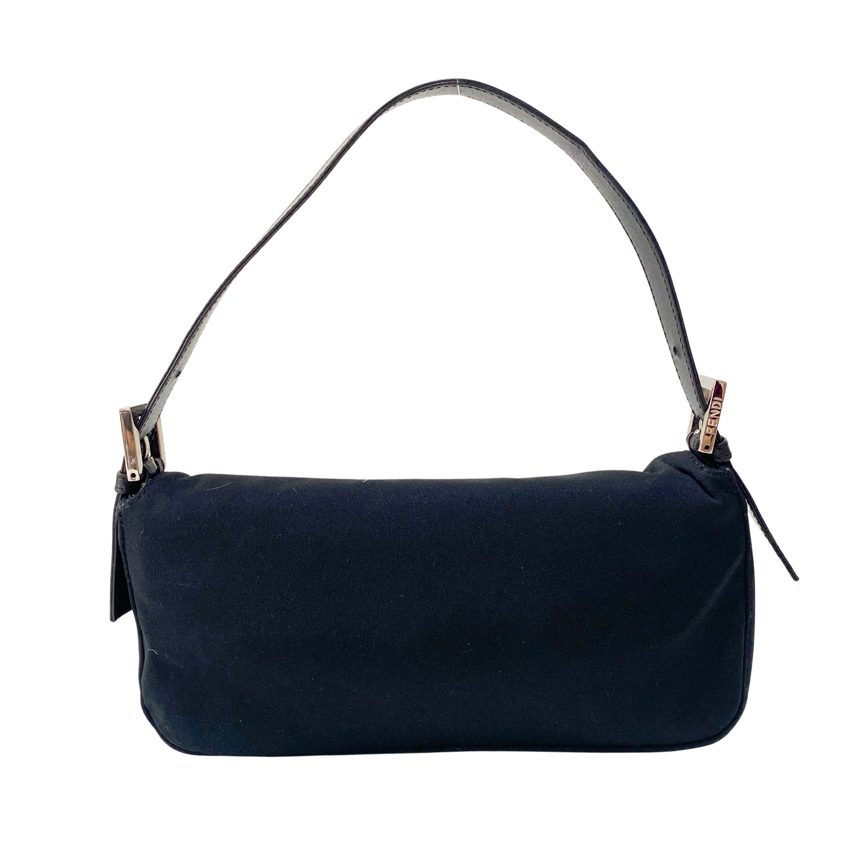 Baguette Black Cotton Canvas Bag