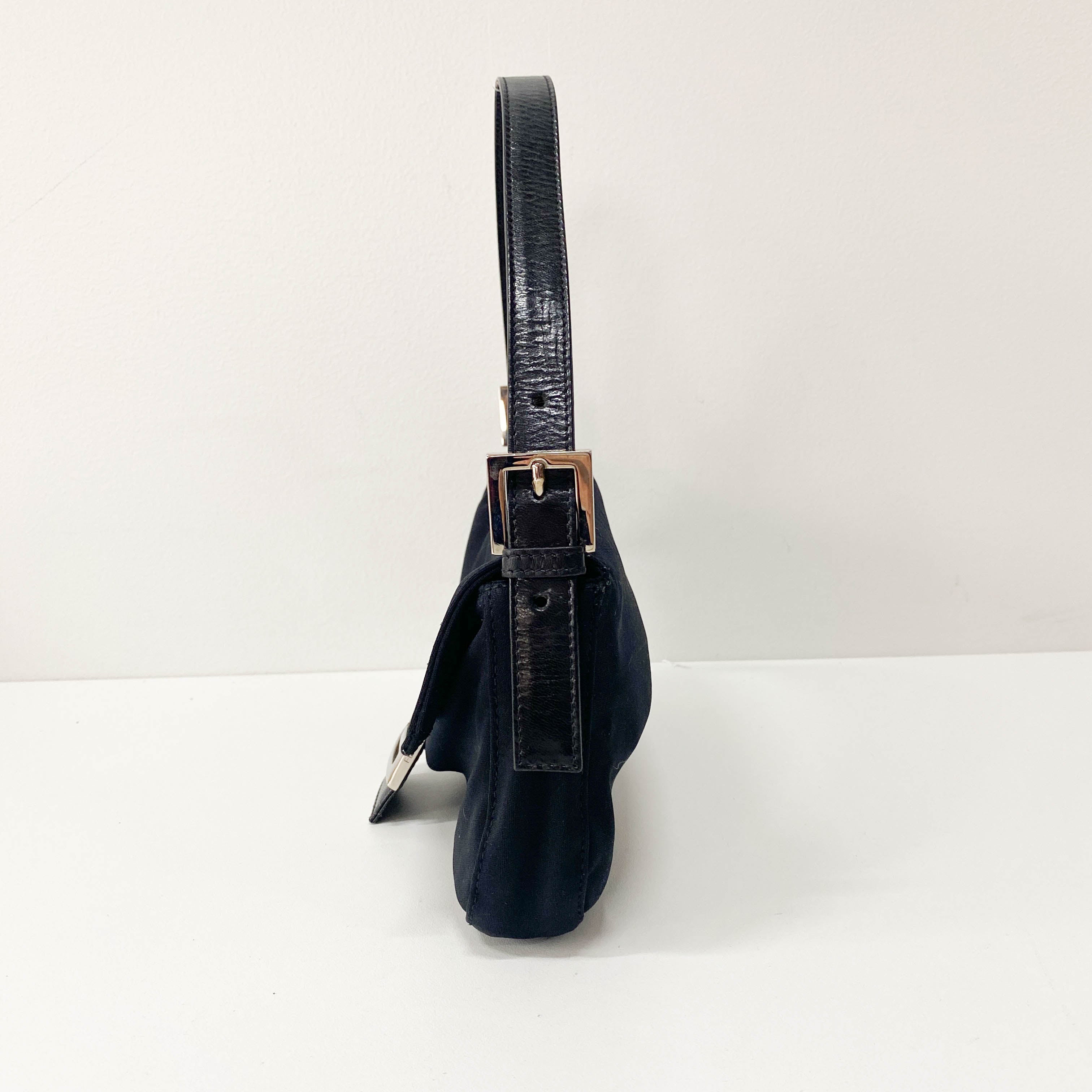 Baguette Black Cotton Canvas Bag