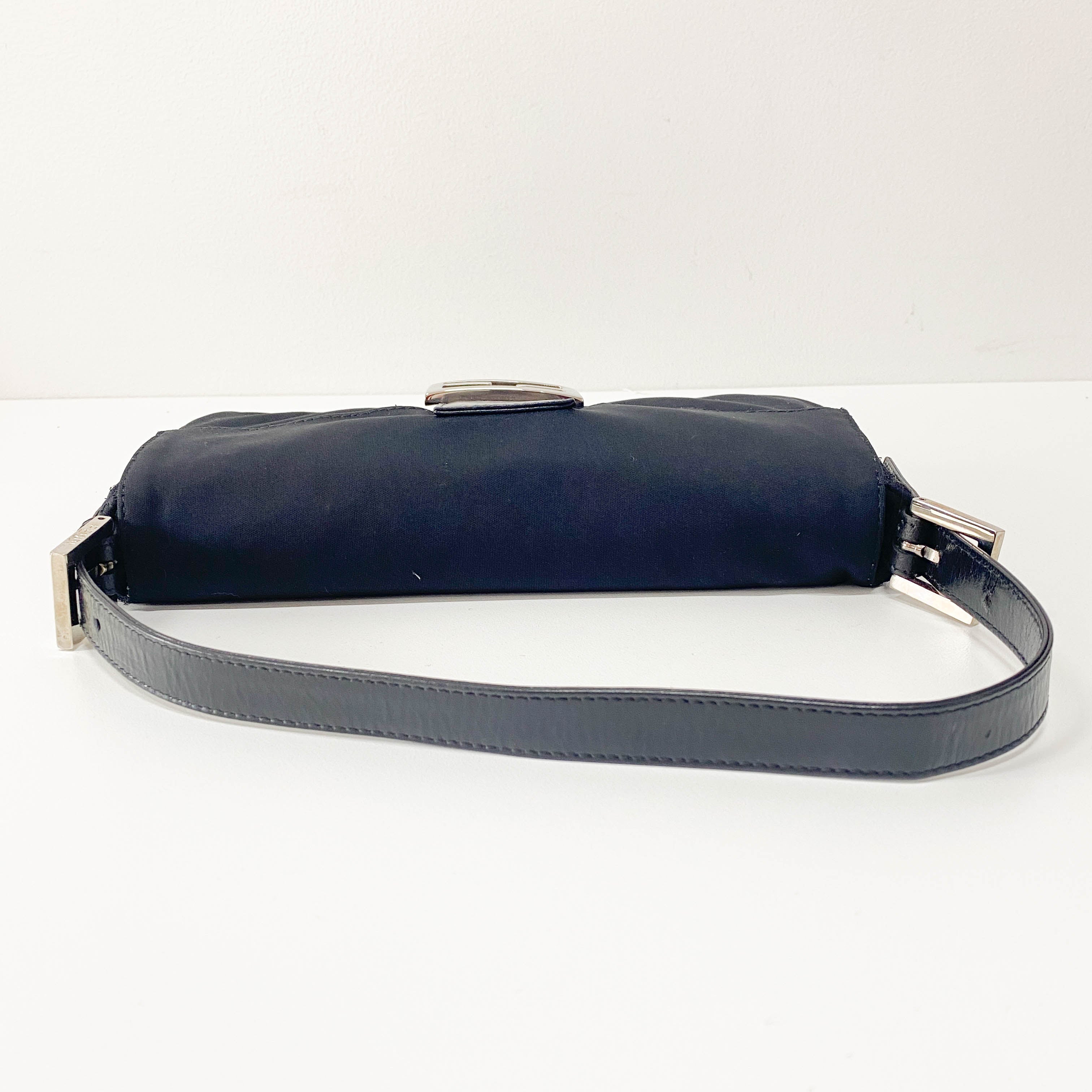 Baguette Black Cotton Canvas Bag