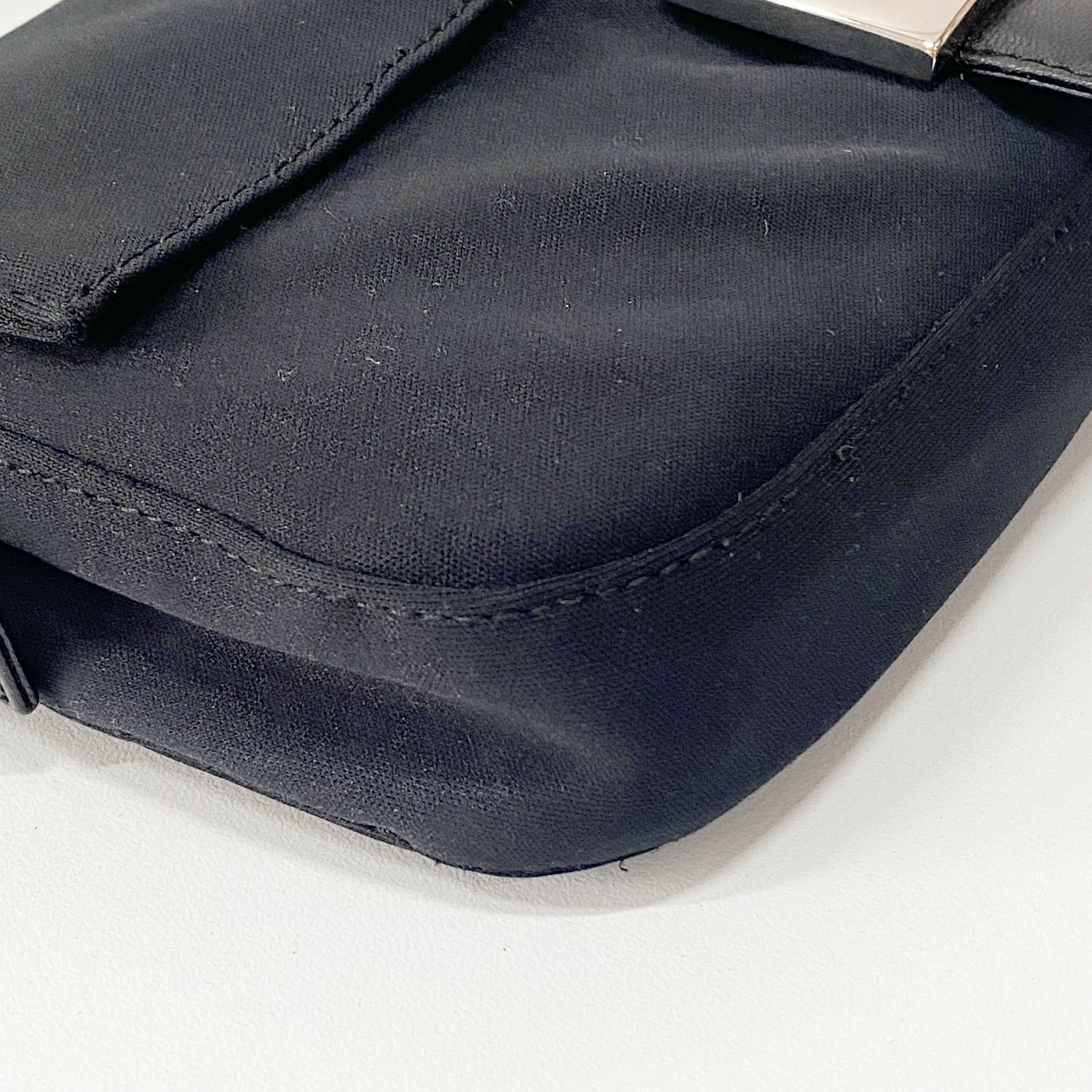 Baguette Black Cotton Canvas Bag