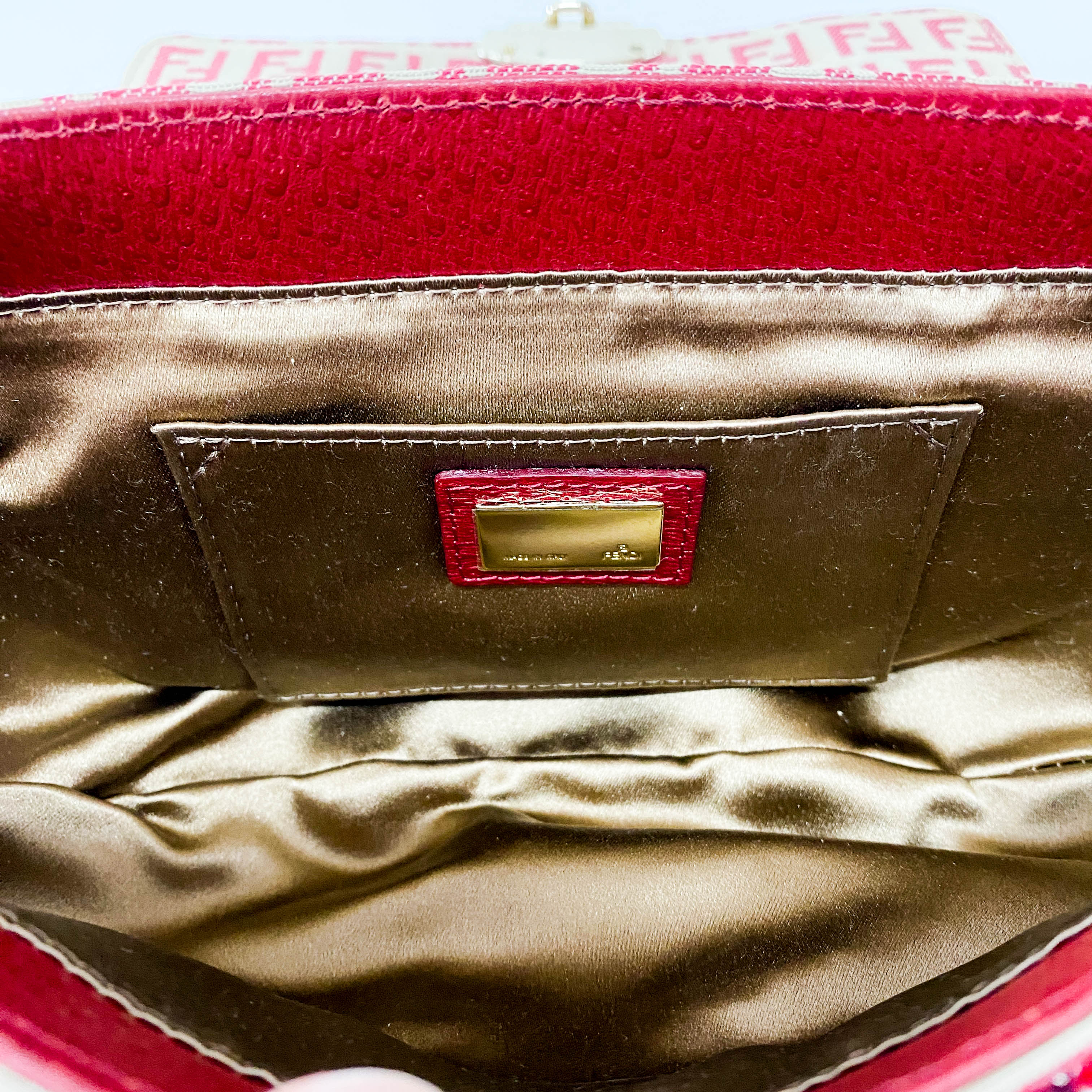 Zucca Red Leather & Canvas Embroidered Beaded Bag