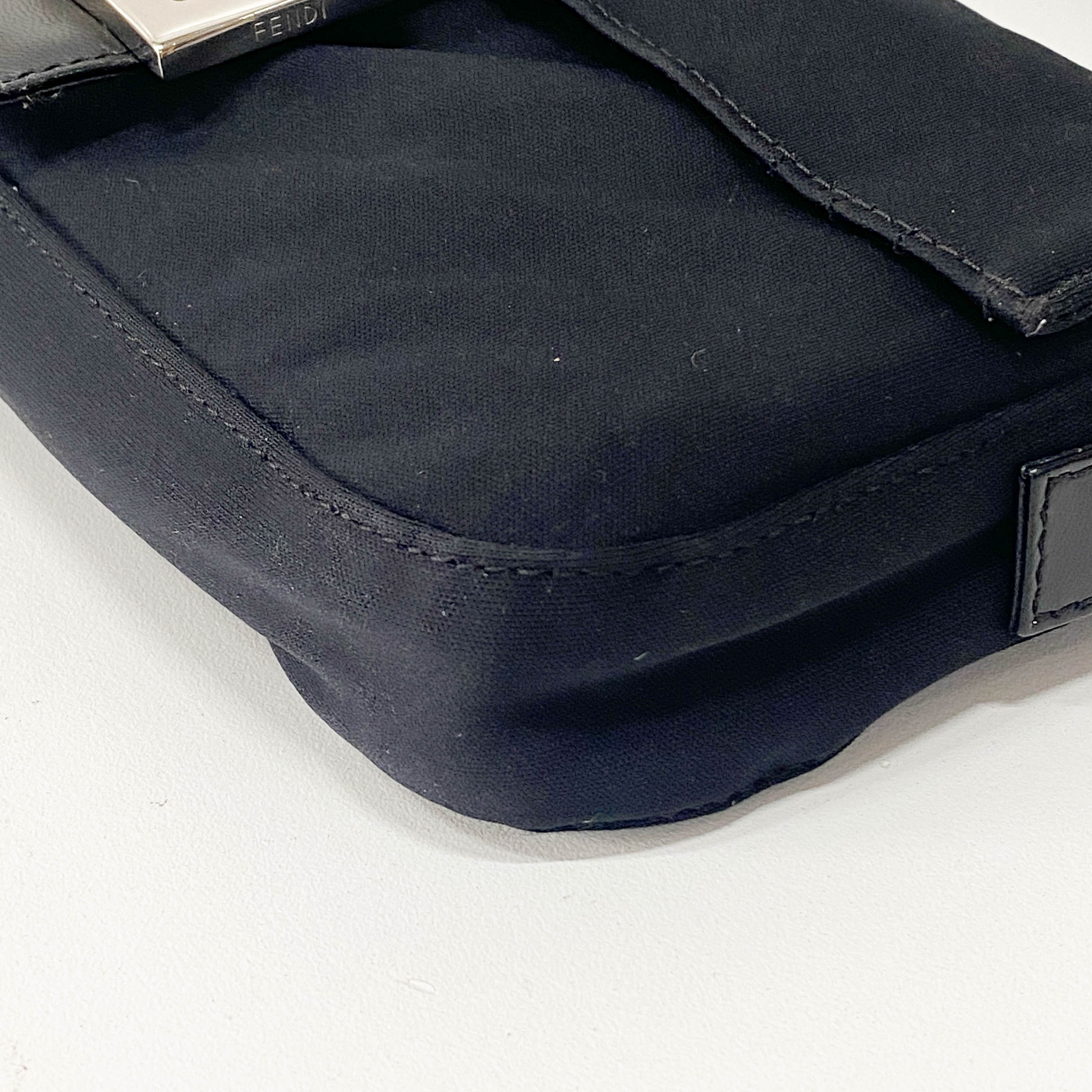 Baguette Black Cotton Canvas Bag